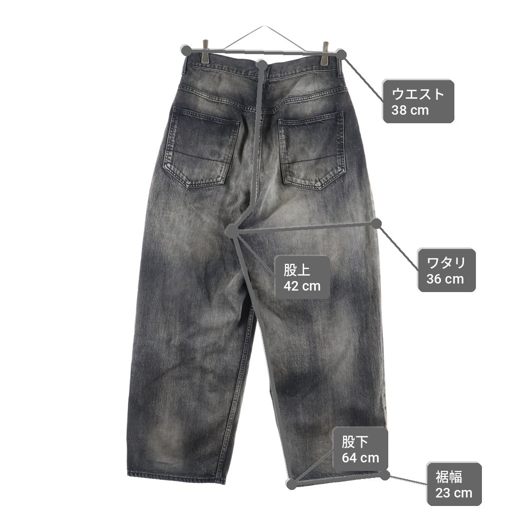 ANCELLM(アンセルム) AGING WIDE 5P DENIM PANTS エイジング ワイド 5ポケット デニム パンツ ブラック ANC-PT77