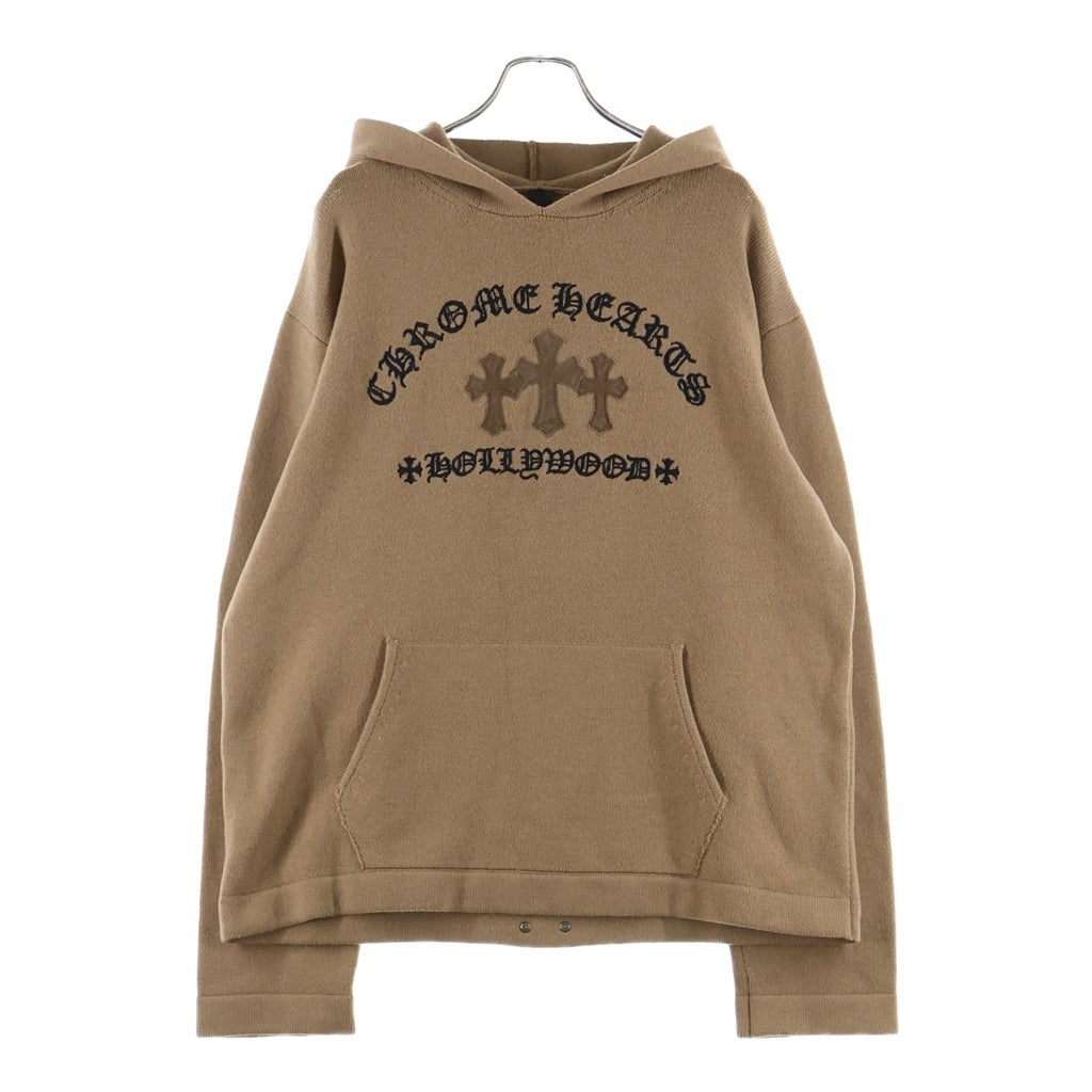 CHROME HEARTS(クロムハーツ) Y-NOT King Taco 3Cemetery Cross Cashmere Pullover Hoodie ワイノット キングタコ 3セメタリークロス カシミアプルオーバーフーディー ブラウン