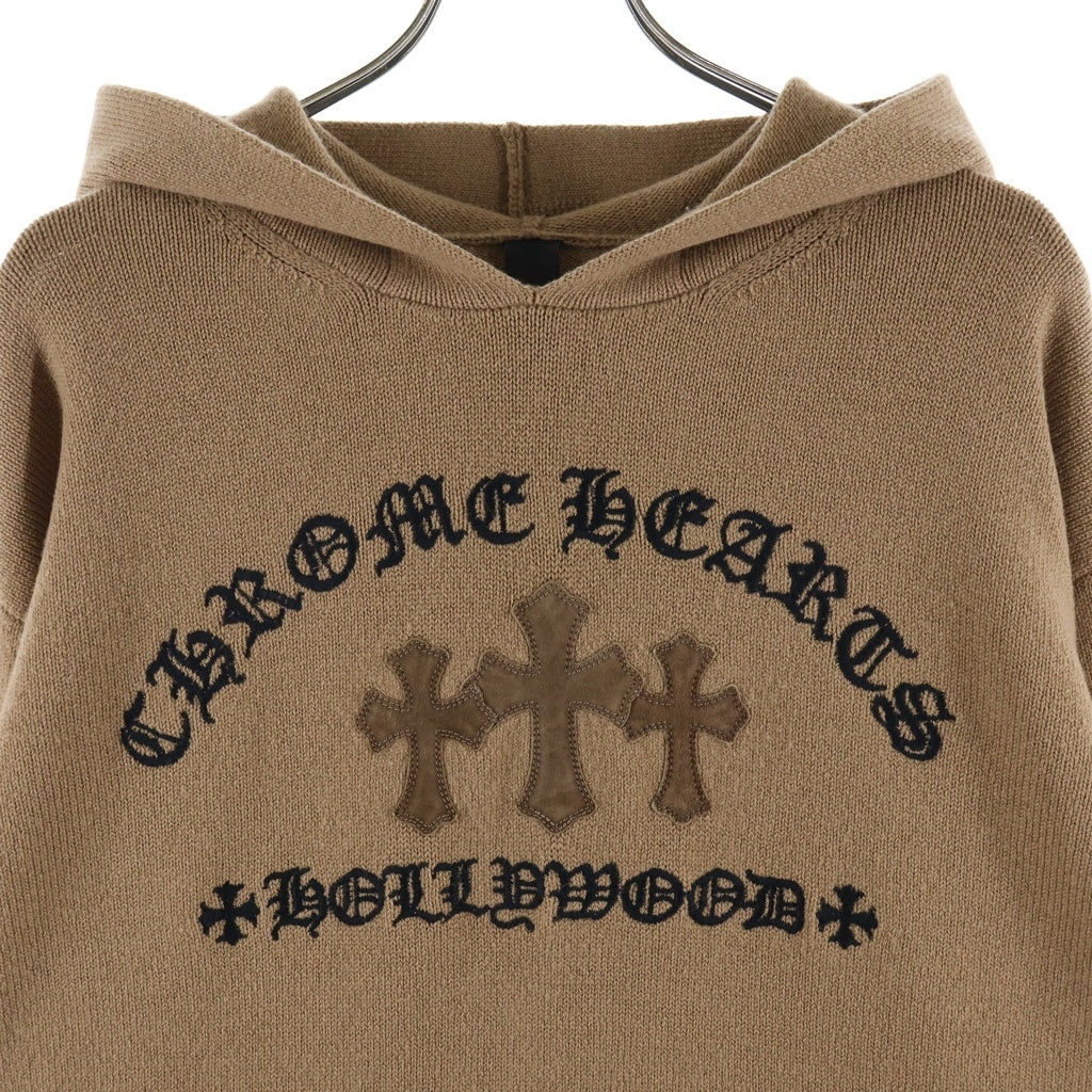CHROME HEARTS(クロムハーツ) Y-NOT King Taco 3Cemetery Cross Cashmere Pullover Hoodie ワイノット キングタコ 3セメタリークロス カシミアプルオーバーフーディー ブラウン