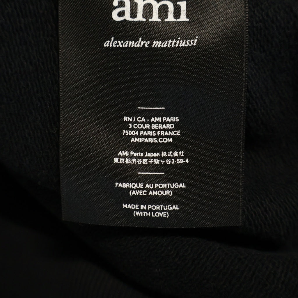 AMI Alexandre Mattiussi(アミアレクサンドルマテュッシ) Hoodie ロゴ刺繍 プルオーバースウェットパーカー フーディー ブラック A19J008.730