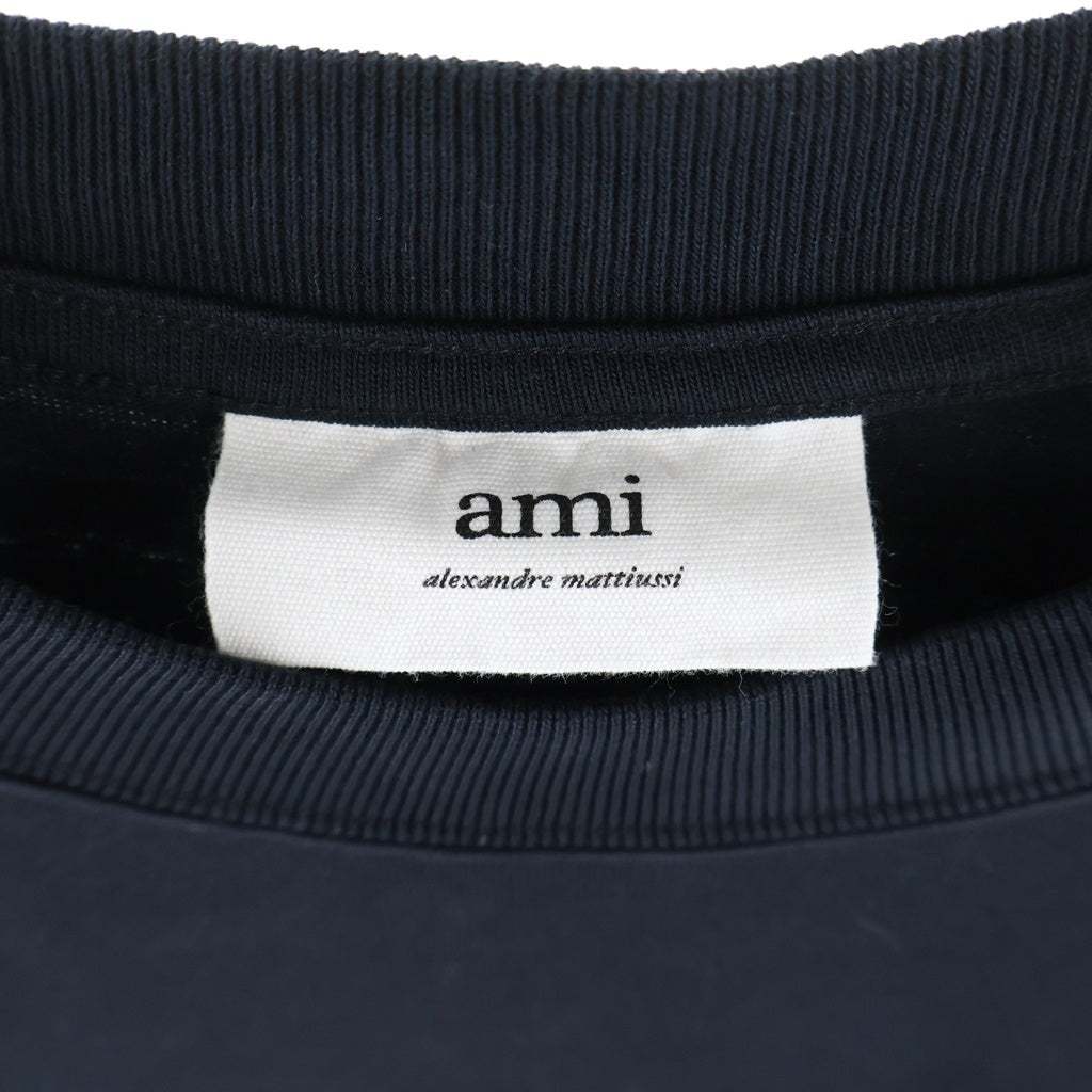 AMI Alexandre Mattiussi(アミアレクサンドルマテュッシ) T-Shirt ロゴ刺繍 半袖Tシャツ ブラック A21FJ128.726