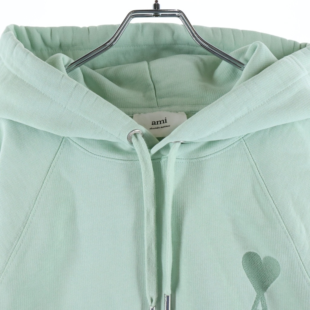 AMI Alexandre Mattiussi(アミアレクサンドルマテュッシ) Hoodie ロゴ刺繍 プルオーバースウェットパーカー フーディー グリーン E22USW202.747