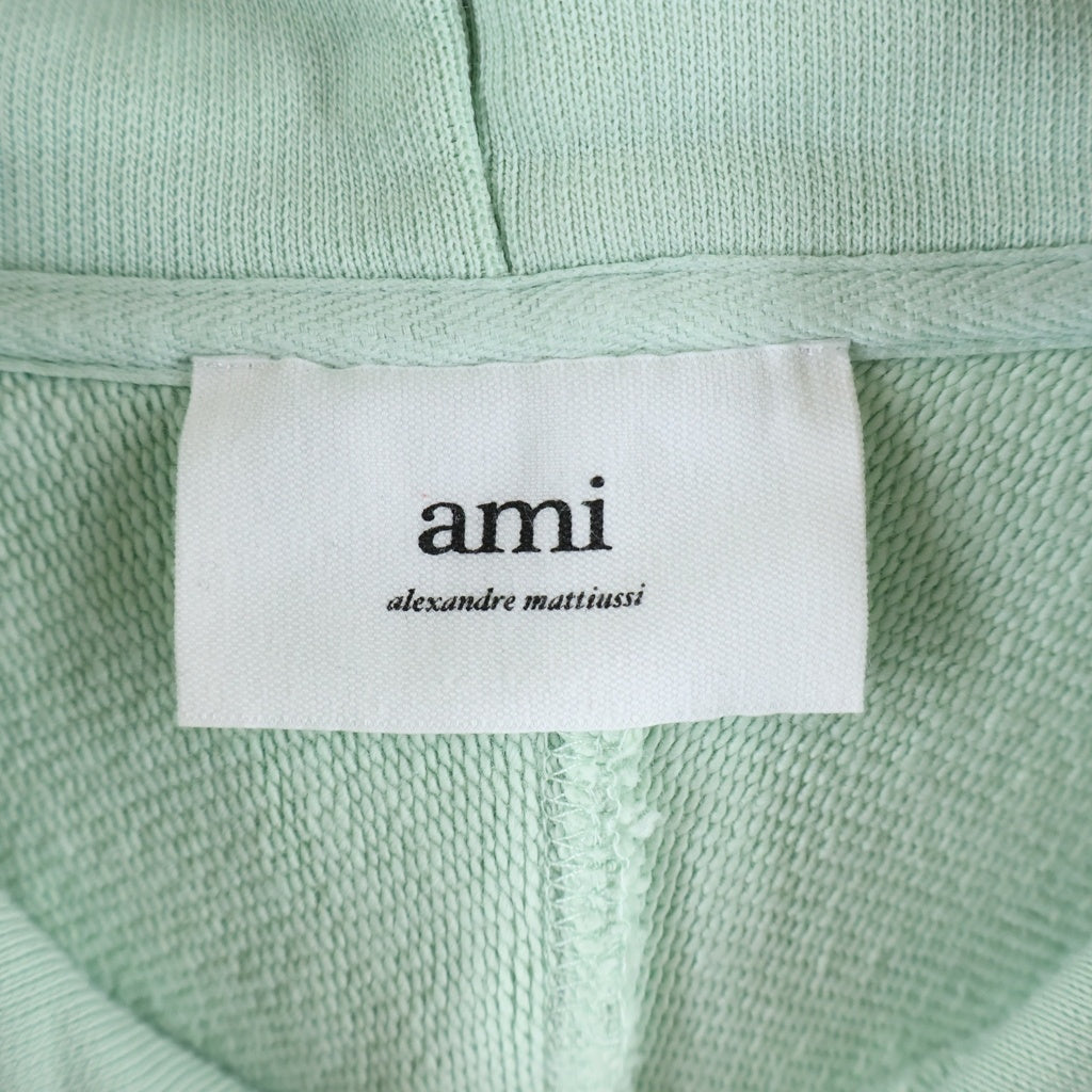 AMI Alexandre Mattiussi(アミアレクサンドルマテュッシ) Hoodie ロゴ刺繍 プルオーバースウェットパーカー フーディー グリーン E22USW202.747