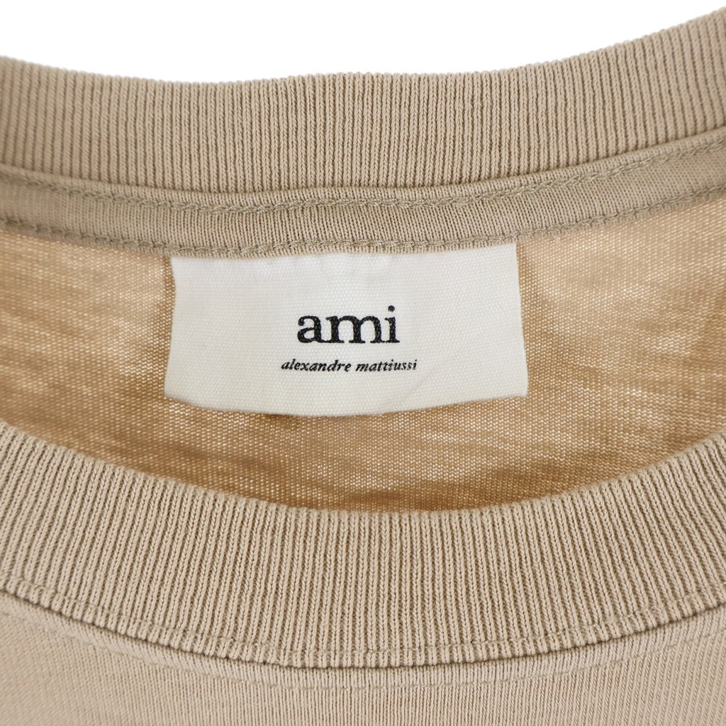 AMI Alexandre Mattiussi(アミアレクサンドルマテュッシ) T-Shirt ロゴ刺繍 半袖Tシャツ ベージュ A21HJ128.726