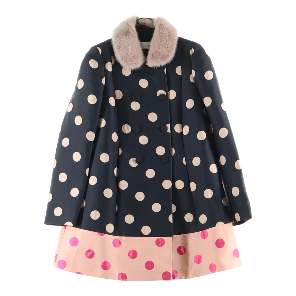 RED VALENTINO(レッド ヴァレンティノ) Polka Dot Double Breasted Coat ポルカドット ダブルブレストロングコート ブラック レディース IR3CA0101H3