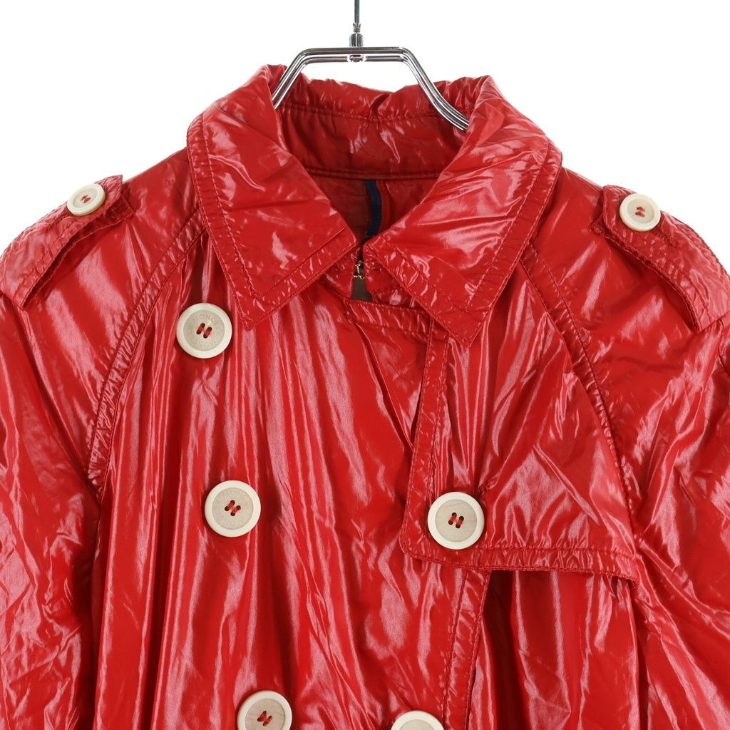 MONCLER(モンクレール) TRENCH COAT ロゴワッペン ダブルブレスト ナイロンロングコート レッド レディース