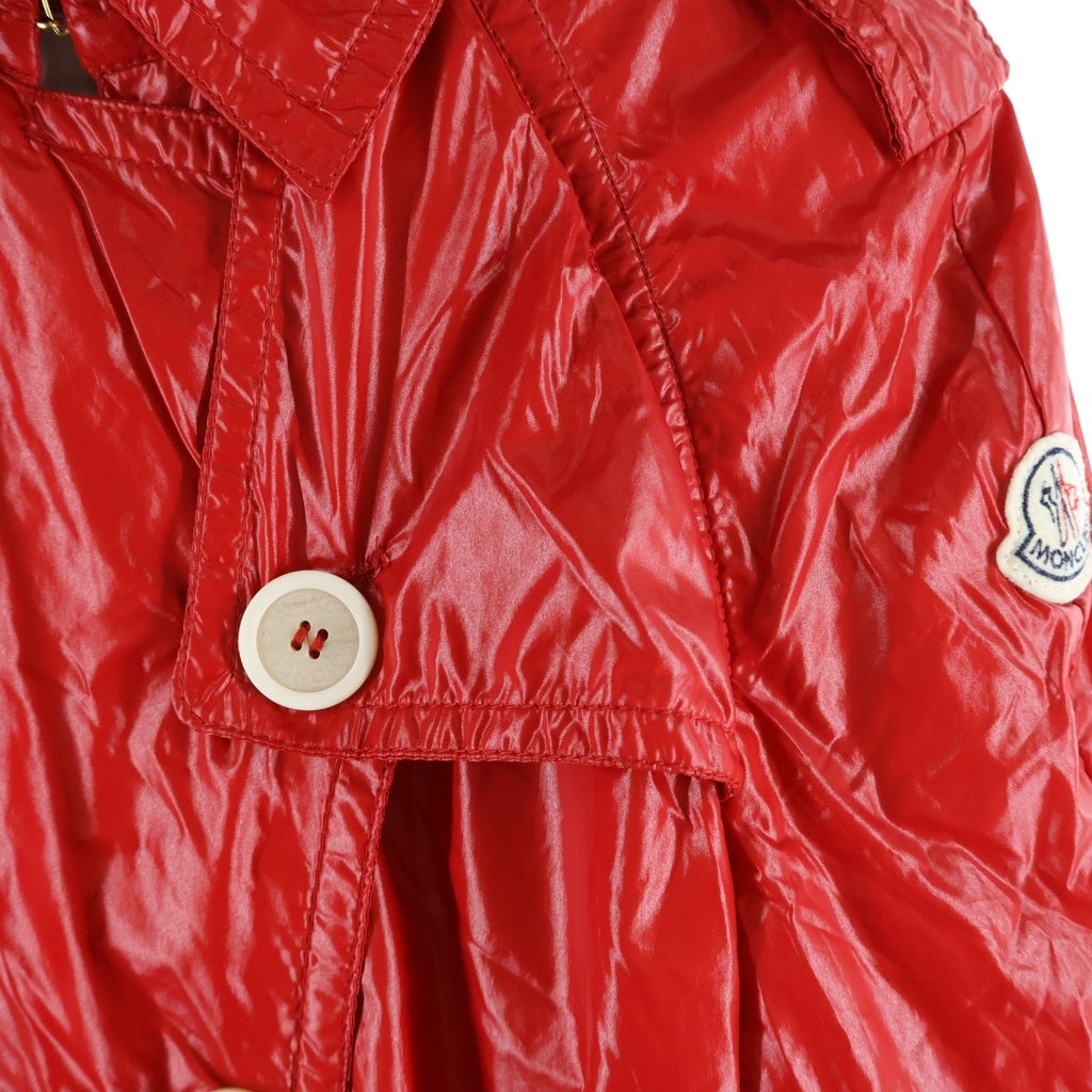 MONCLER(モンクレール) TRENCH COAT ロゴワッペン ダブルブレスト ナイロンロングコート レッド レディース