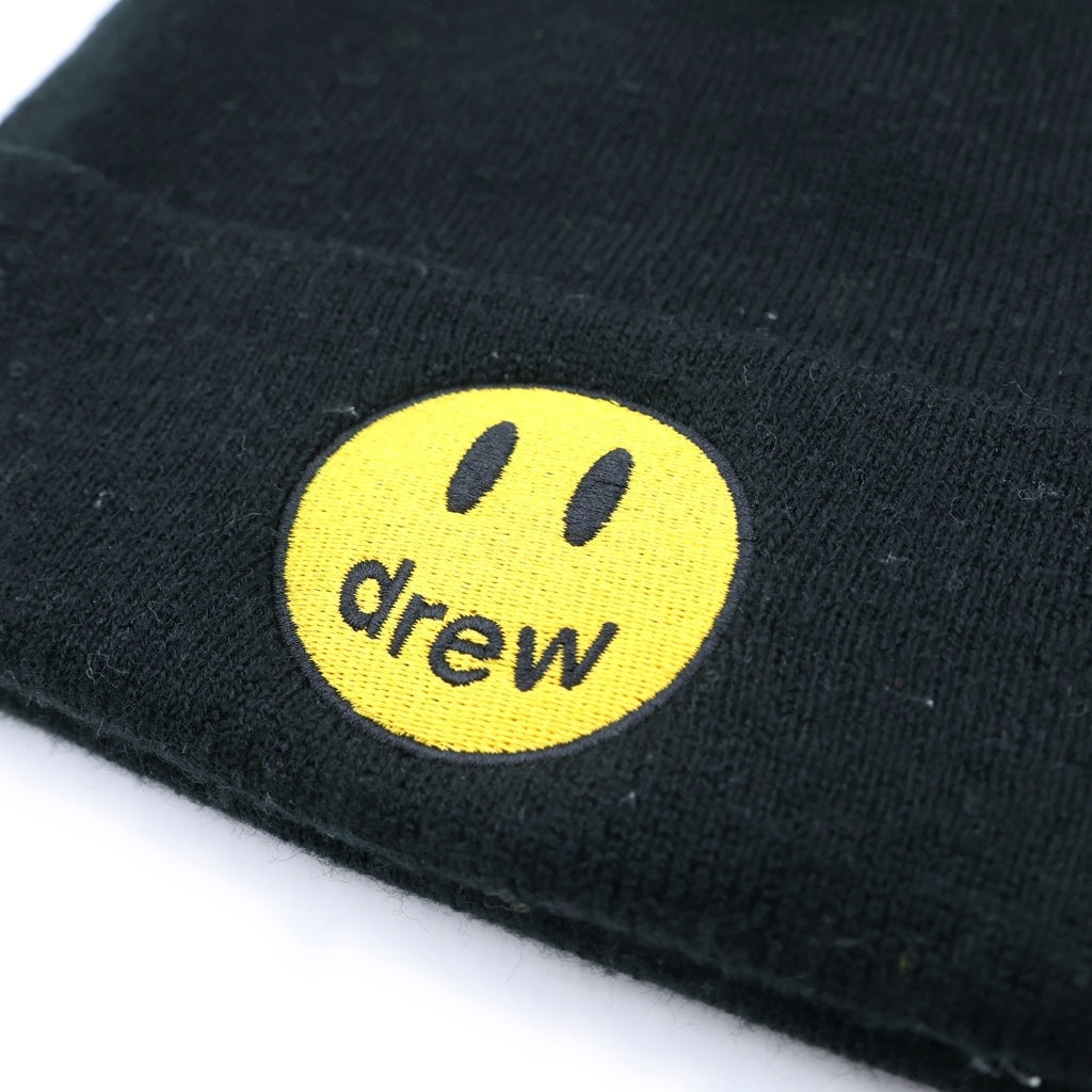 drew house(ドリューハウス) Smile Beanie ロゴ刺繍 ニット帽 帽子 ビーニー ブラック