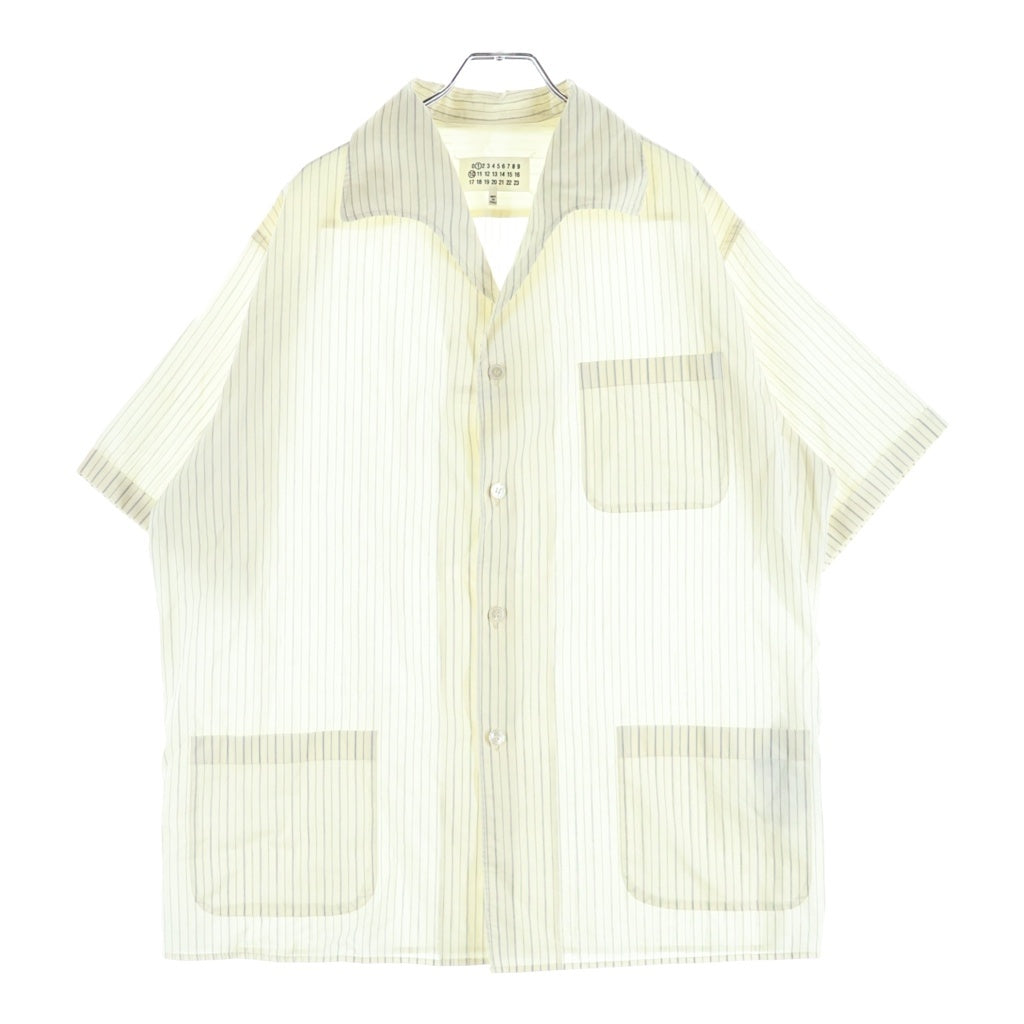 Maison Margiela(メゾンマルジェラ) オープンカラーシャツ ストライプシャツ 半袖Tシャツ カットソー ホワイト S50DR0009 M35276