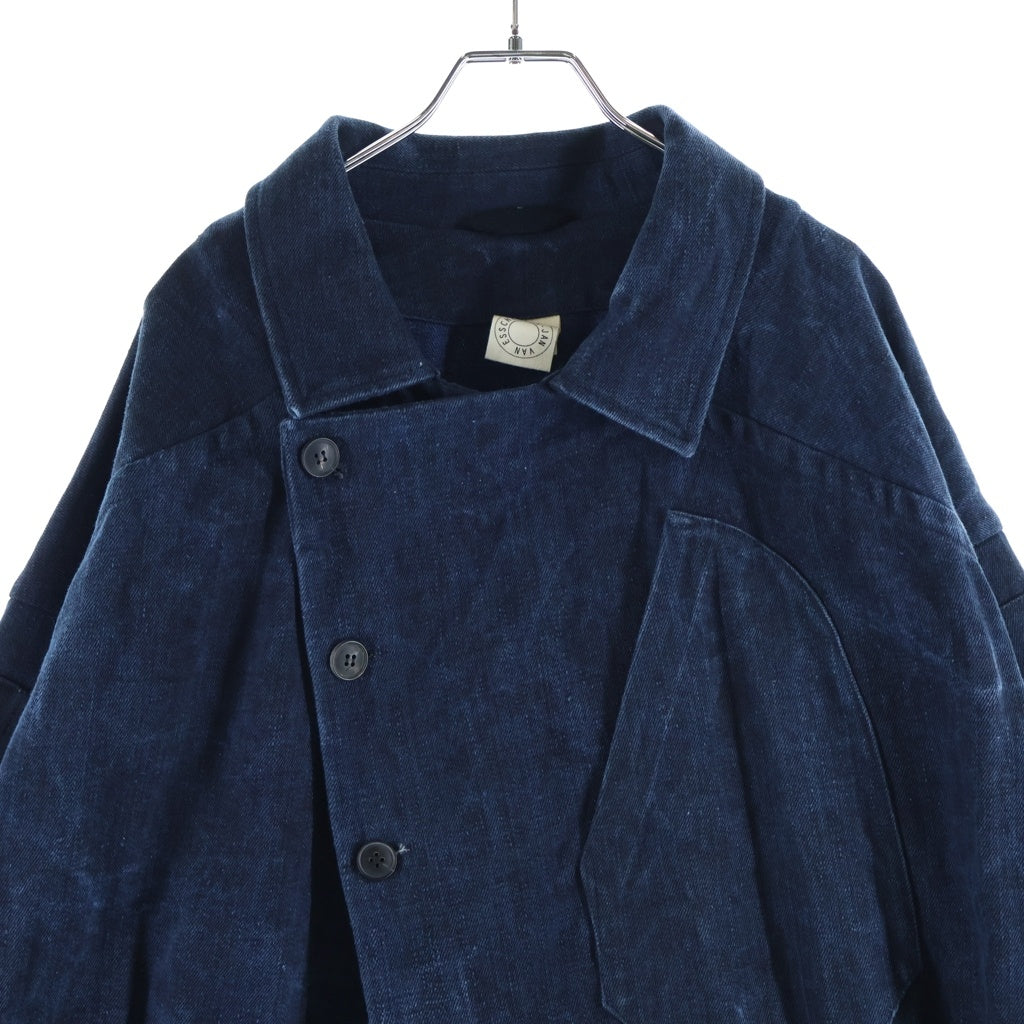 NO BRAND(ノーブランド) SUMI DENIM AIZOME OVERDYED Perfecto-Style Jacket スミデニム アイゾメ オーバーダイ パーフェクトスタイルジャケット ブルー