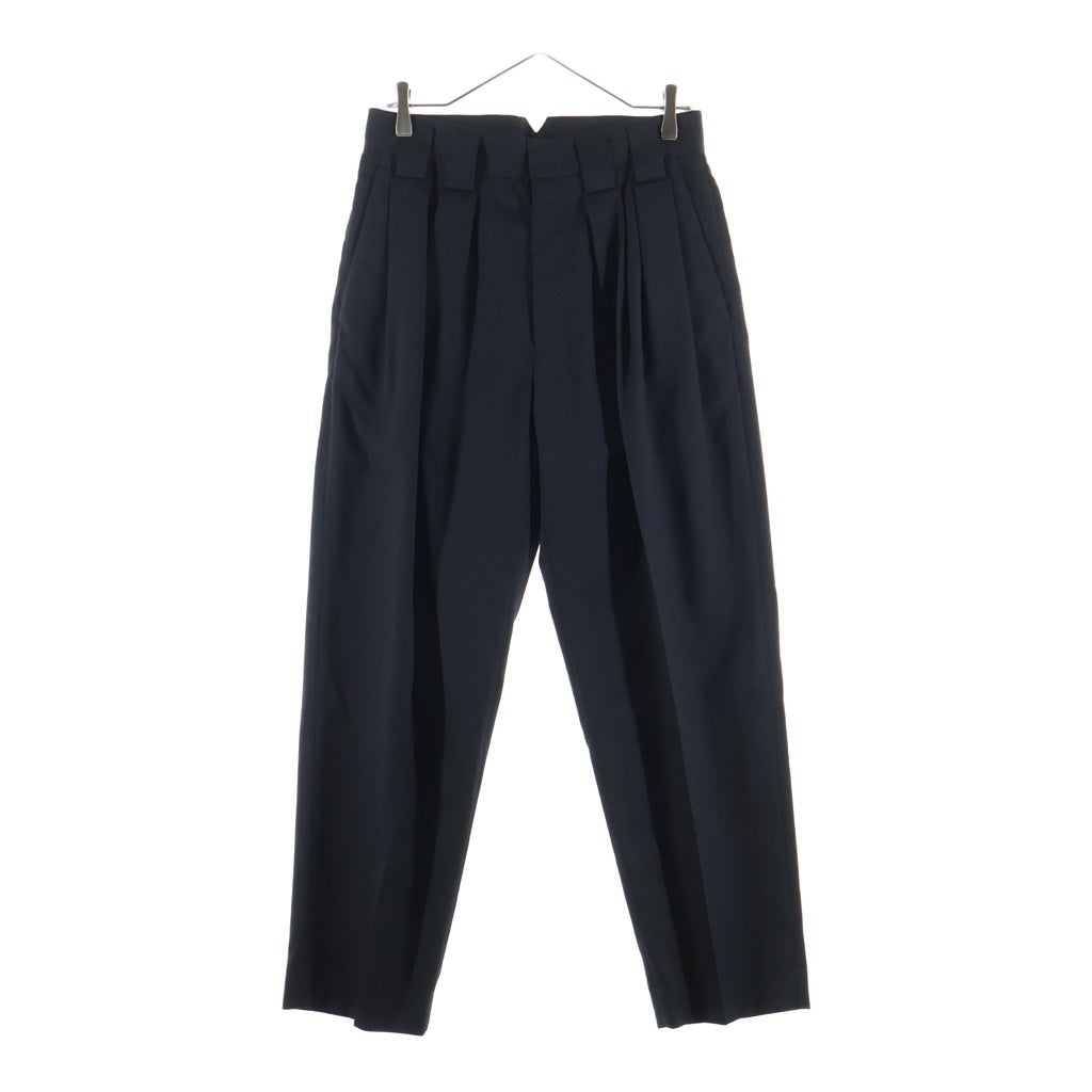 Stein(シュタイン) 22SS DOUBLE WIDE TROUSERS ウールギャバジン ワイドトラウザーズ パンツ ブラック ST355-1