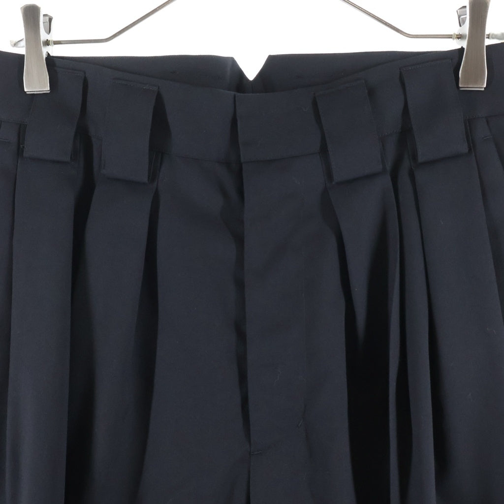 Stein(シュタイン) 22SS DOUBLE WIDE TROUSERS ウールギャバジン ワイドトラウザーズ パンツ ブラック ST355-1