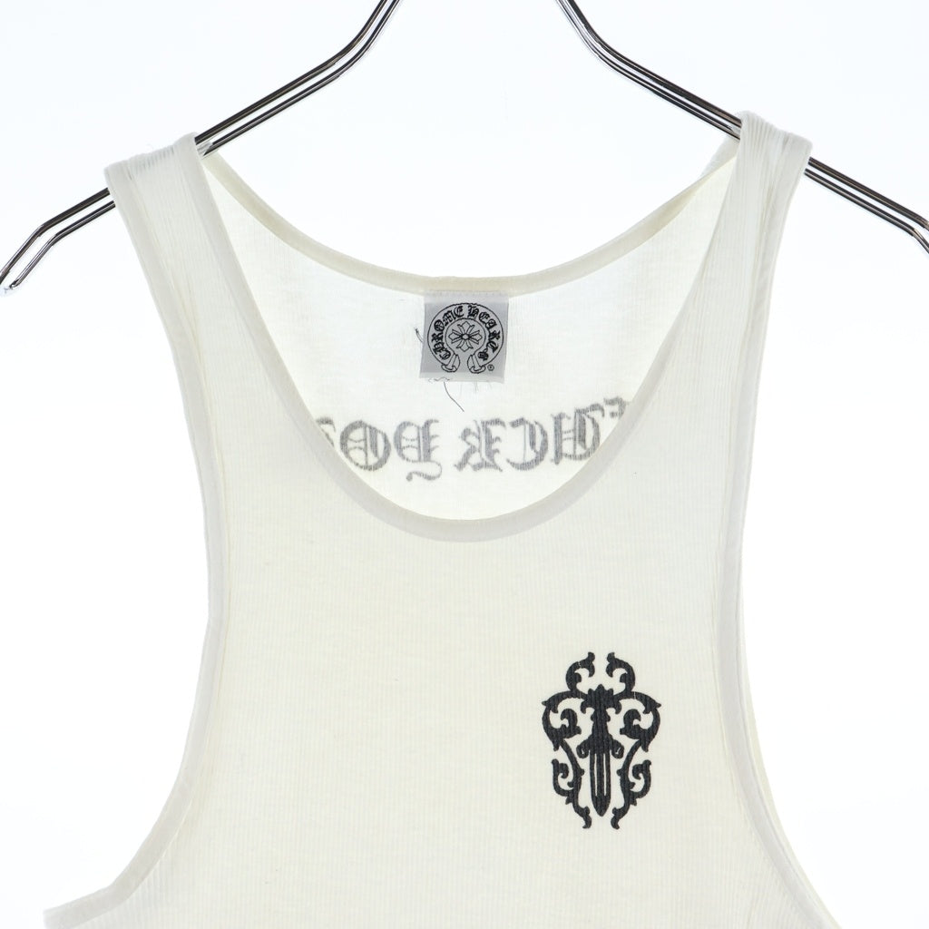 CHROME HEARTS(クロムハーツ) OLD RIB TANK TOP FUCK YOU オールド ホースシュープリント タンクトップ ノースリーブシャツ ホワイト