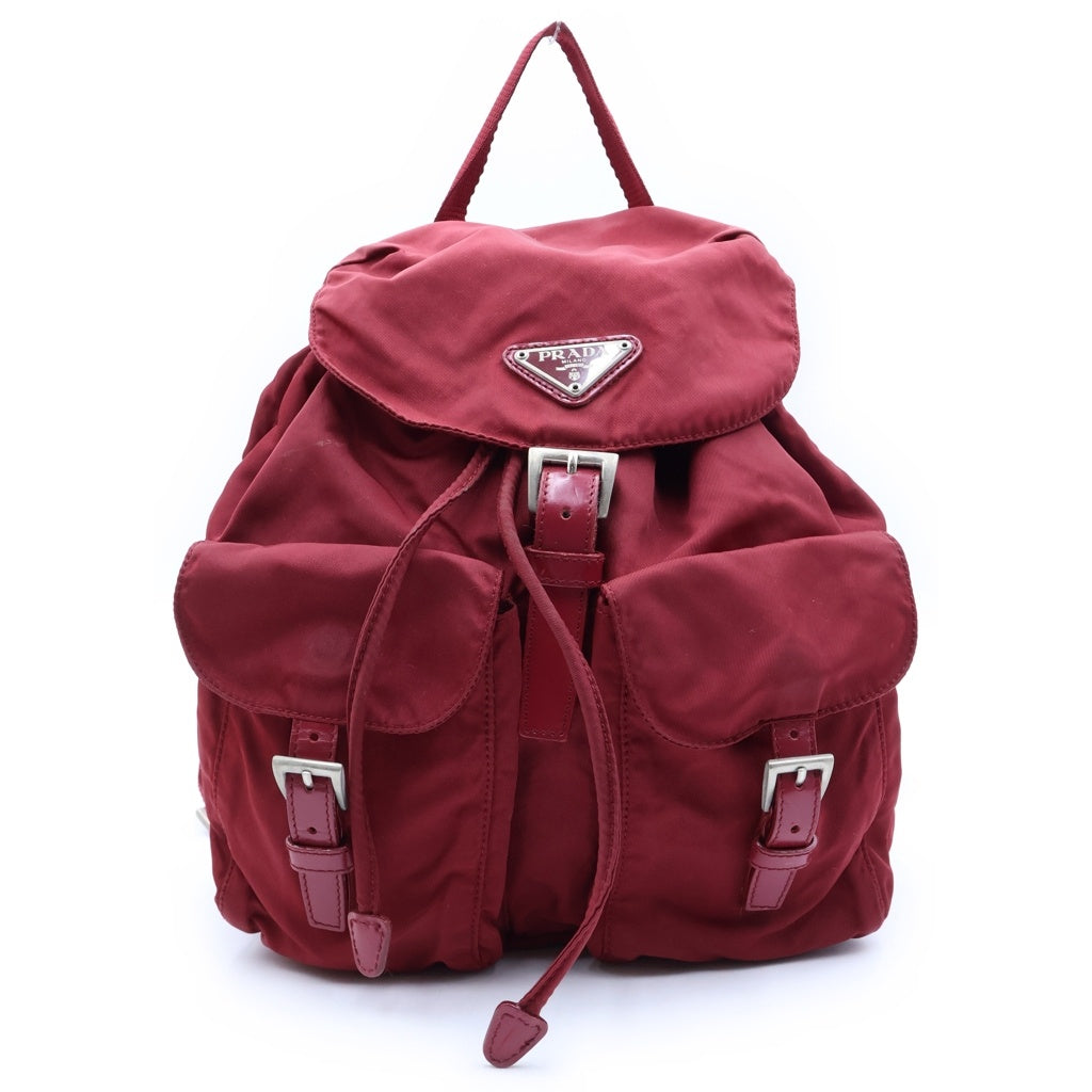 PRADA(プラダ) Backpack トライアングルロゴ ナイロンバックパック リュックサック レッド B6677 レディース
