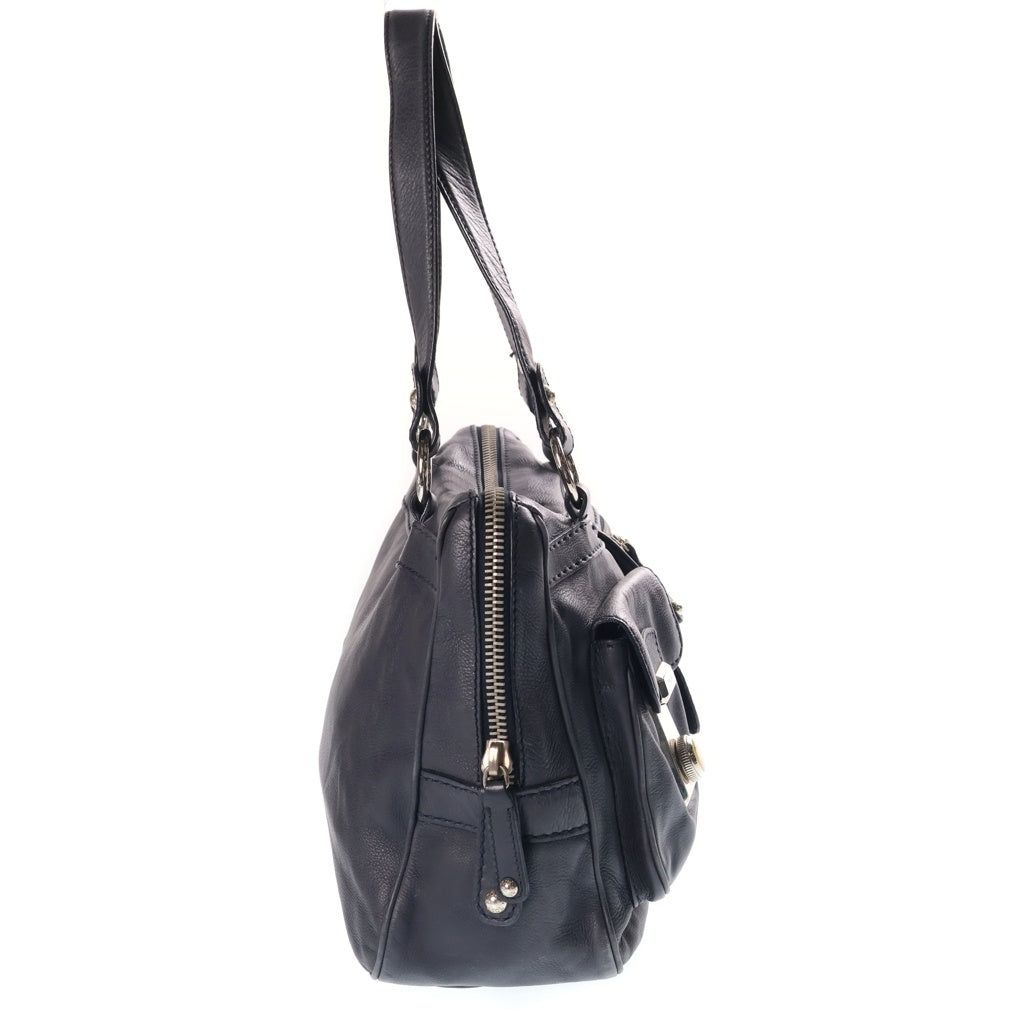TOD'S(トッズ) Leather Bag マルチポケット レザーハンドバッグ ネイビー レディース