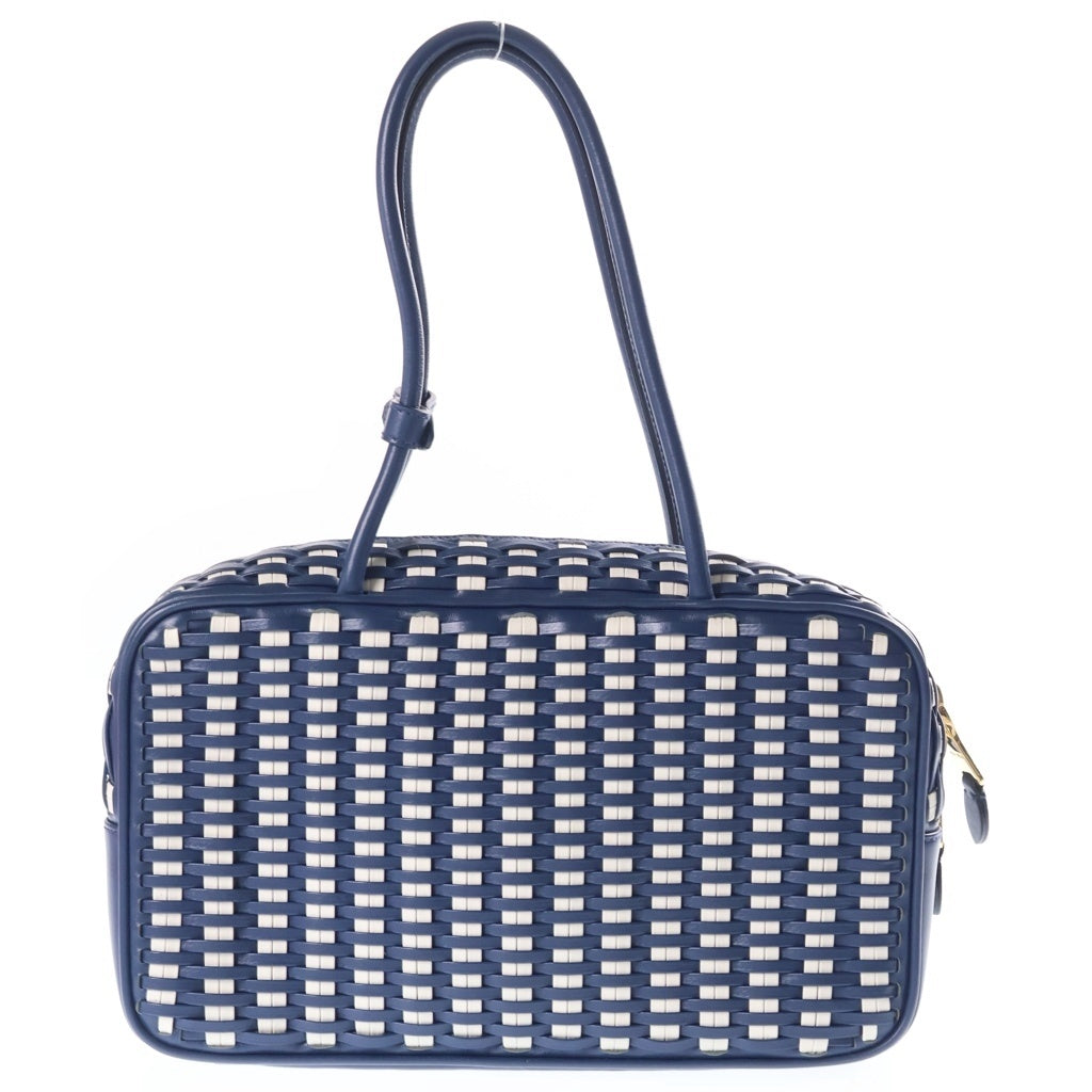 miumiu(ミュウミュウ) BEAU ボー イントレチャート レザートップ ハンドルバッグ ネイビー 5BB172 レディース