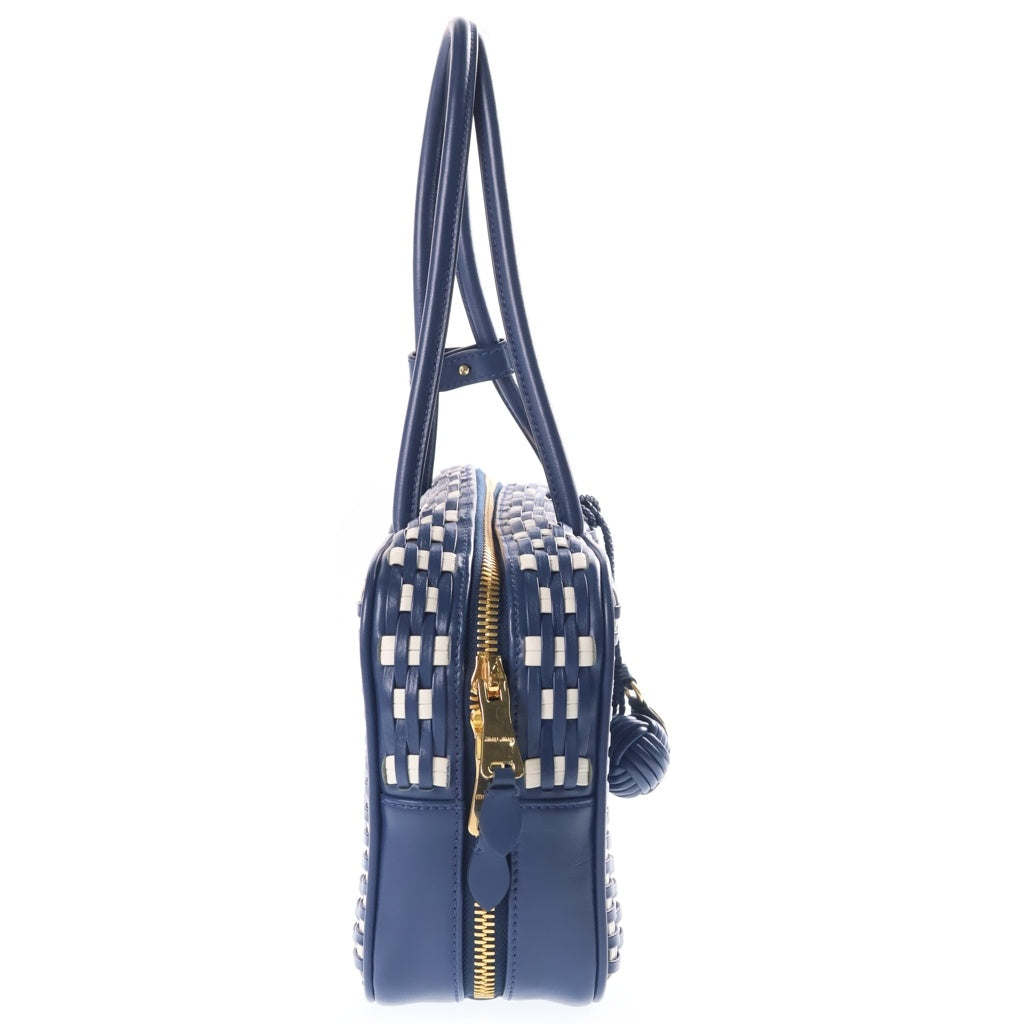 miumiu(ミュウミュウ) BEAU ボー イントレチャート レザートップ ハンドルバッグ ネイビー 5BB172 レディース