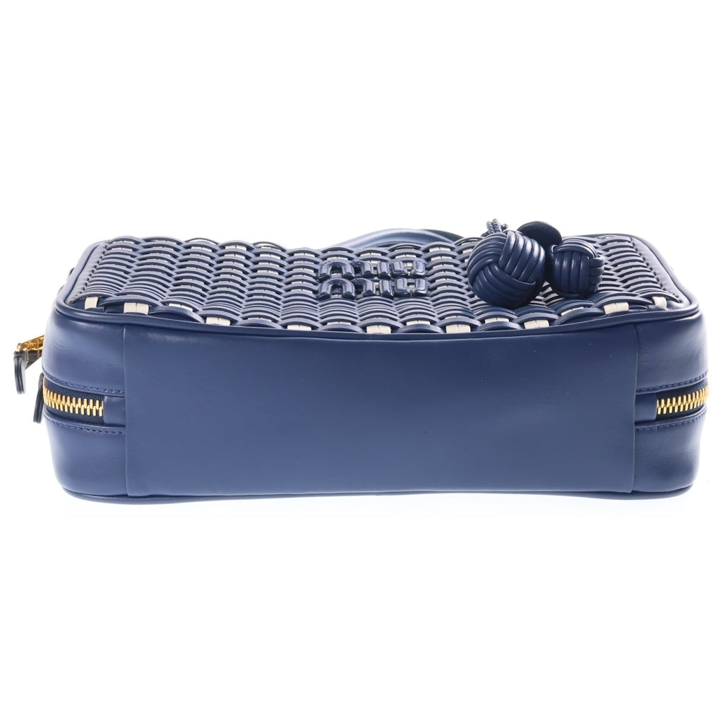 miumiu(ミュウミュウ) BEAU ボー イントレチャート レザートップ ハンドルバッグ ネイビー 5BB172 レディース