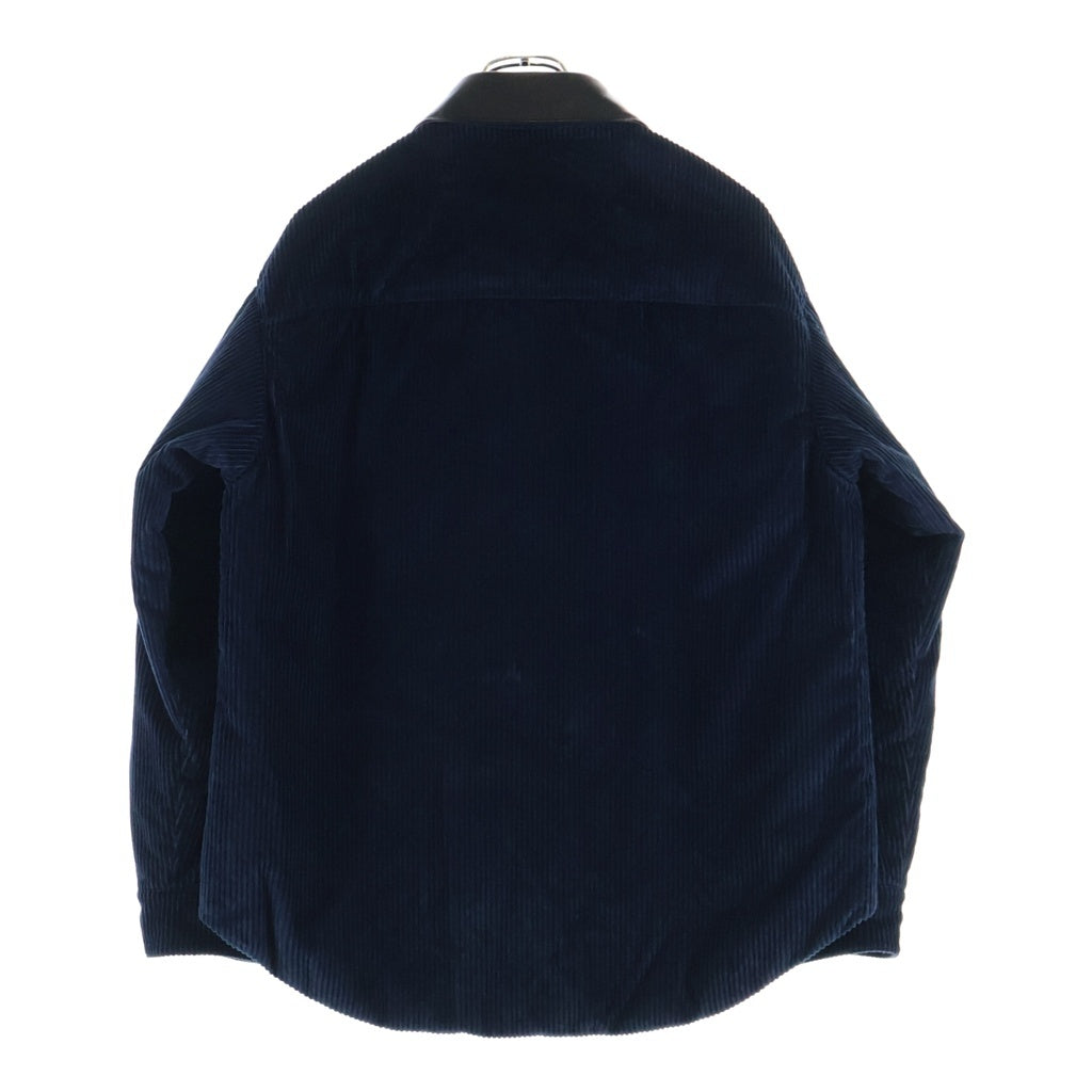miumiu(ミュウミュウ) 25AW 襟ナッパレザー コーデュロイ 中綿シャツジャケット ネイビー/ブラック ML1322