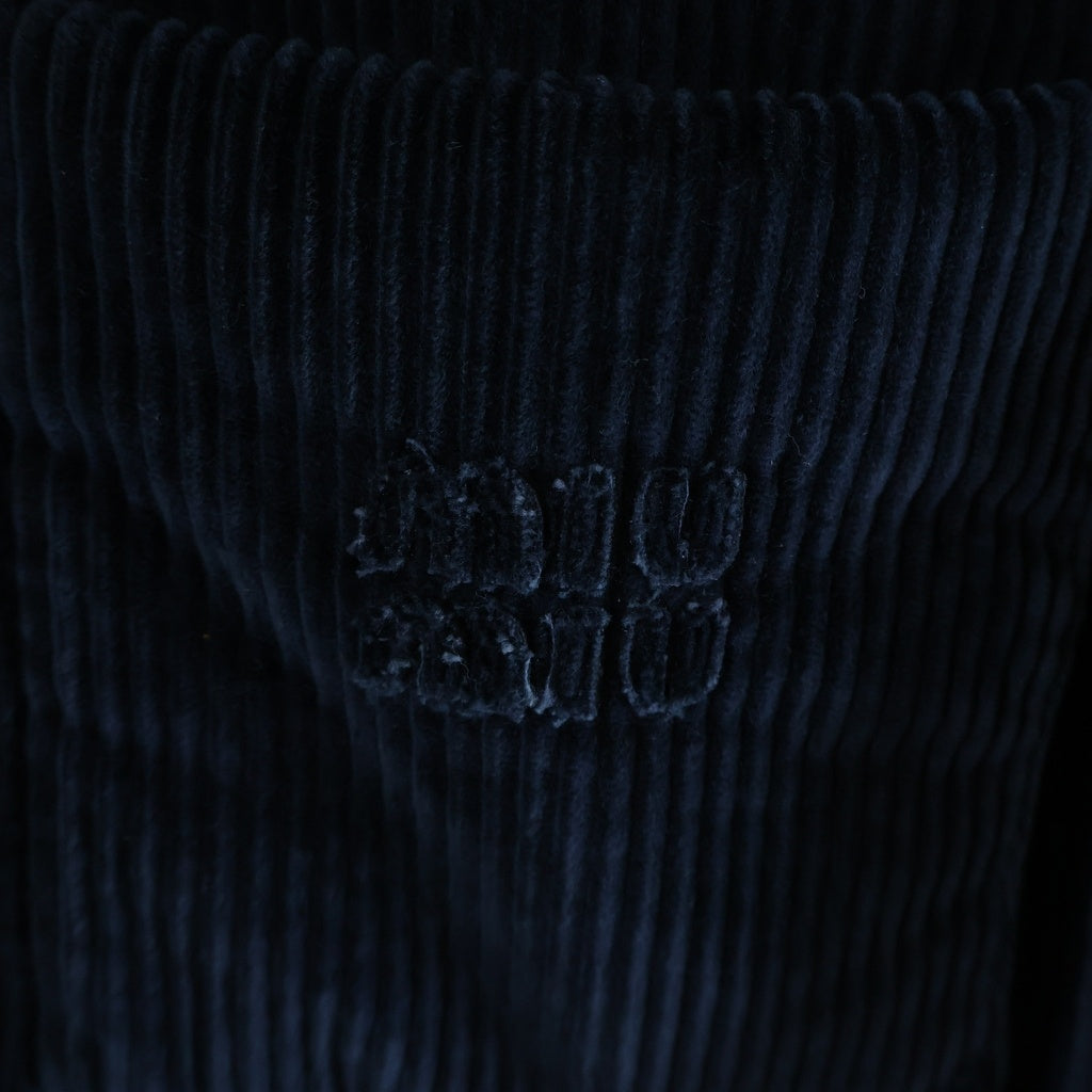 miumiu(ミュウミュウ) 25AW 襟ナッパレザー コーデュロイ 中綿シャツジャケット ネイビー/ブラック ML1322