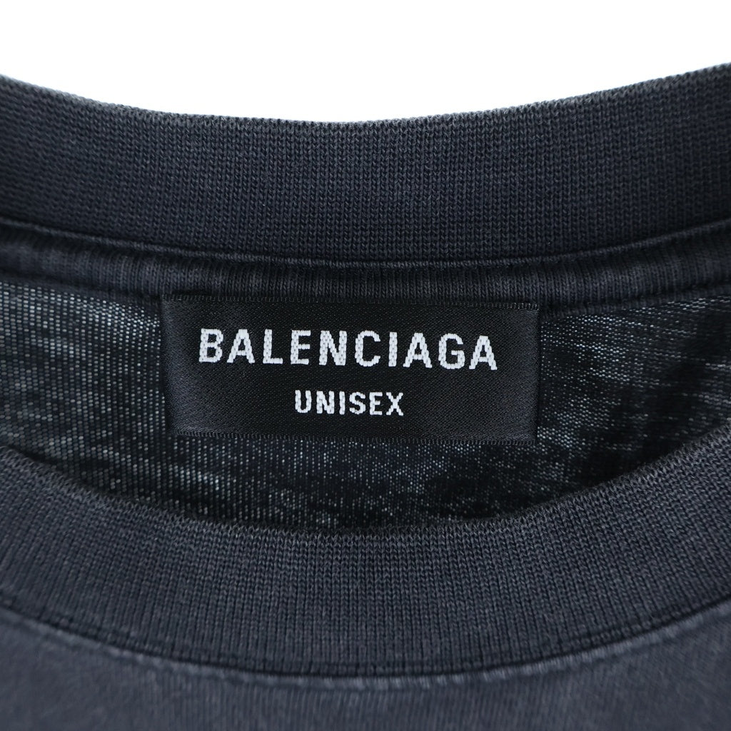 BALENCIAGA(バレンシアガ) 22AW BB PARIS ICON LOGO TEE ロゴエンブロイダリー クルーネック コットン 半袖Tシャツ カットソー ブラック 612966 TMVG7