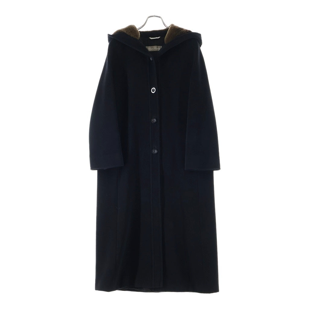Max Mara(マックスマーラ) ウール フーデット ロング トレンチコート ブラック レディース