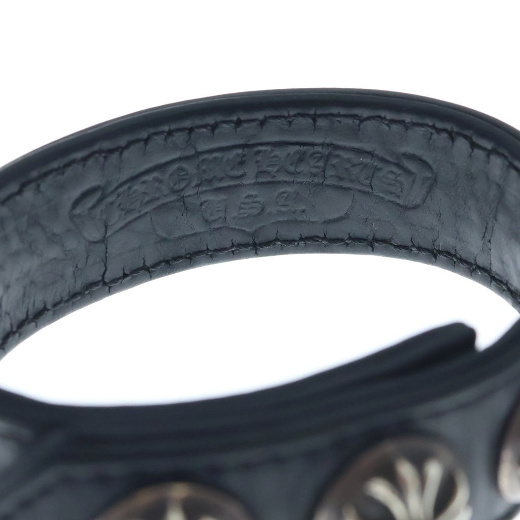 CHROME HEARTS(クロムハーツ) 3BTN 2SNP クロスボール 3ボタン2スナップ レザーブレスレット ブラック/シルバー BCA123