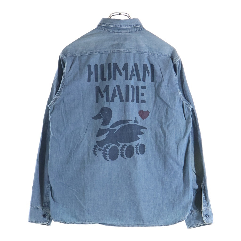 HUMAN MADE(ヒューマンメイド) Military Chambray Shirt ミリタリーシャンブレーシャツ長袖デニムシャツ インディゴ HM31SH006