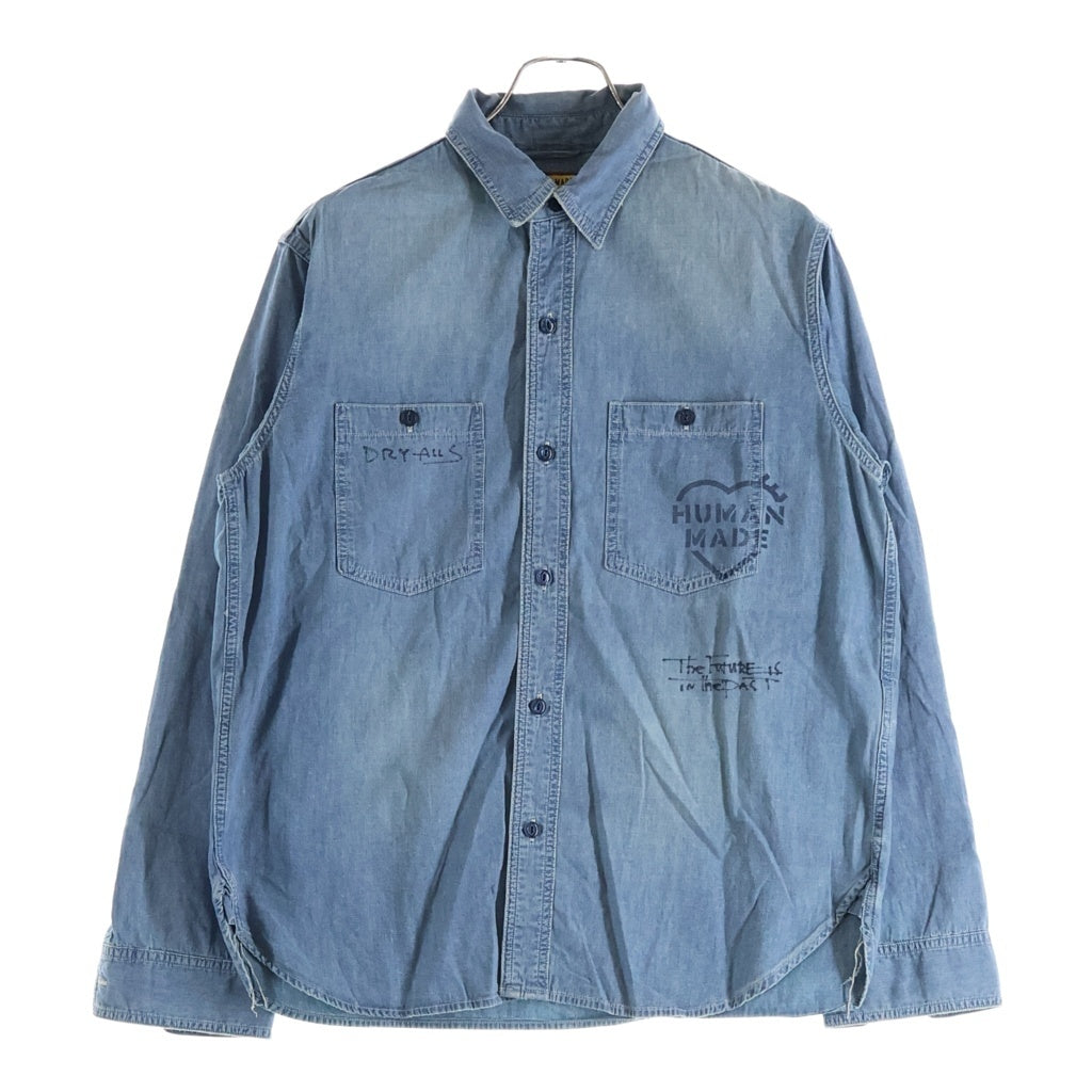 HUMAN MADE(ヒューマンメイド) Military Chambray Shirt ミリタリーシャンブレーシャツ長袖デニムシャツ インディゴ HM31SH006