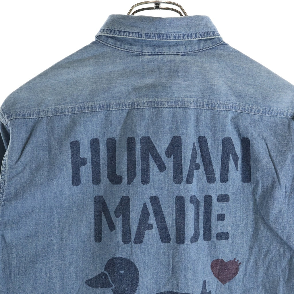 HUMAN MADE(ヒューマンメイド) Military Chambray Shirt ミリタリーシャンブレーシャツ長袖デニムシャツ インディゴ HM31SH006