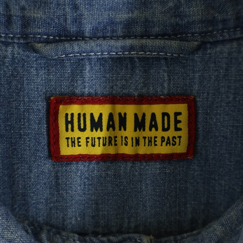 HUMAN MADE(ヒューマンメイド) Military Chambray Shirt ミリタリーシャンブレーシャツ長袖デニムシャツ インディゴ HM31SH006
