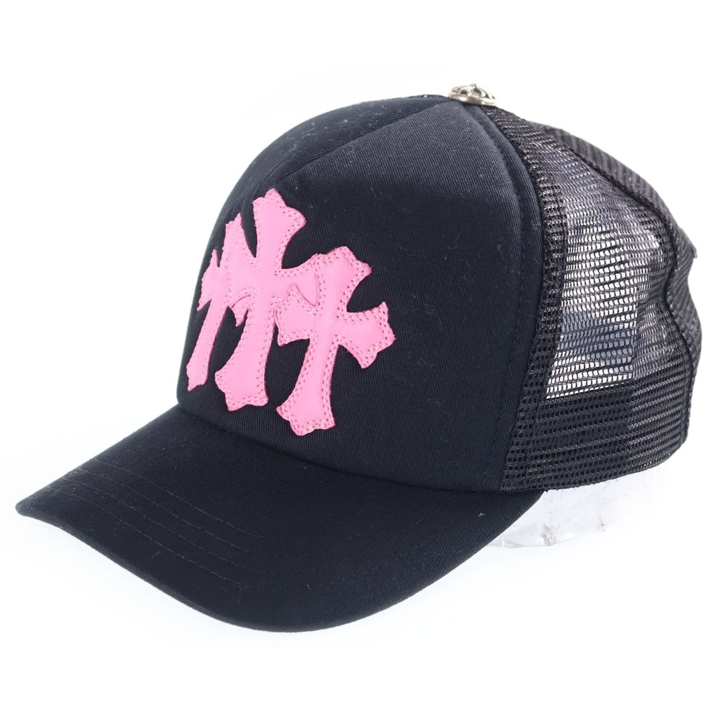 CHROME HEARTS(クロムハーツ) TRUCKER CAP 3セメタリー レザークロスパッチ メッシュトラッカーキャップ 帽子 ブラック/ピンク