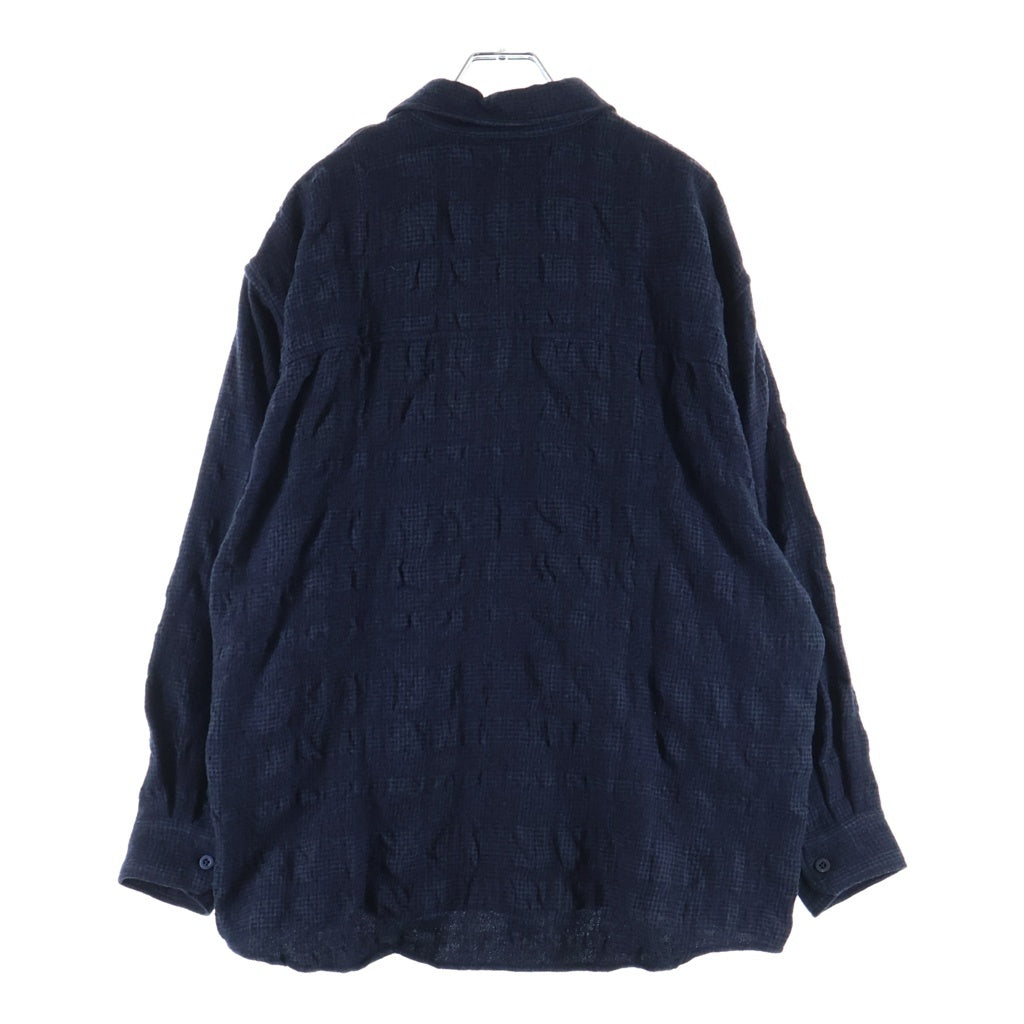 WTAPS(ダブルタップス) 24AW TXT LS / WOCT. TWILL. TEXTILE 千鳥格子 ウール長袖チェックシャツ ネイビー 242WVDT-SHM04