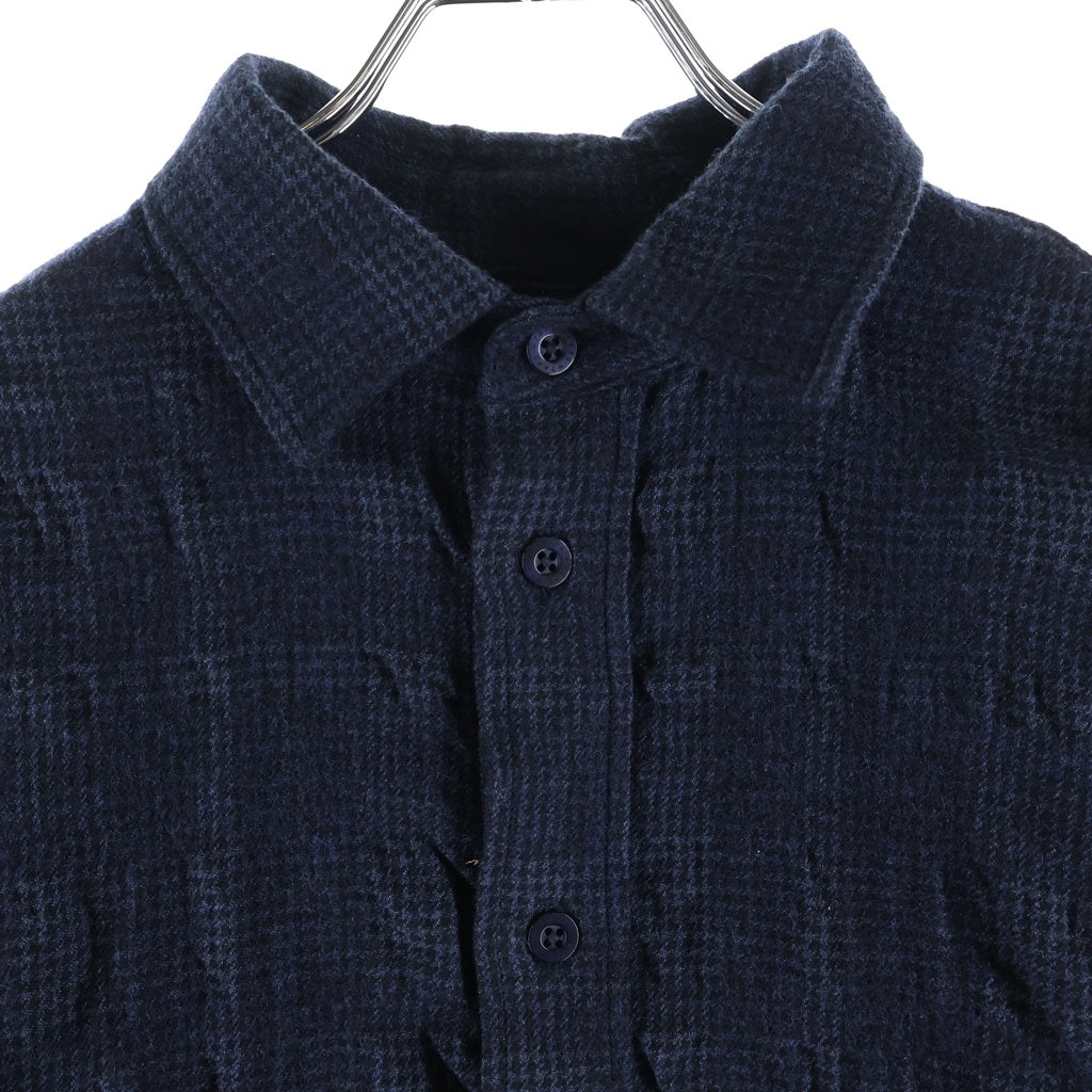 WTAPS(ダブルタップス) 24AW TXT LS / WOCT. TWILL. TEXTILE 千鳥格子 ウール長袖チェックシャツ ネイビー 242WVDT-SHM04