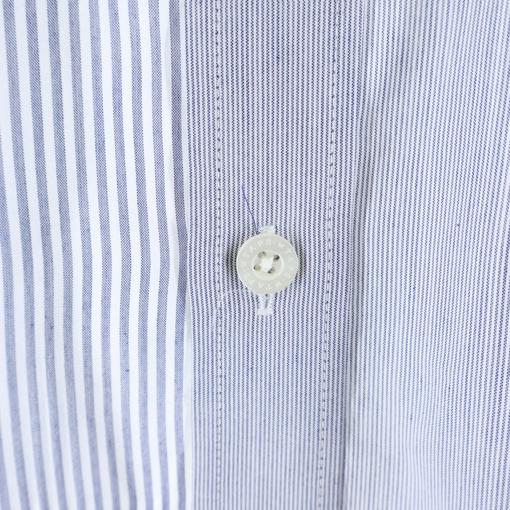 WTAPS(ダブルタップス) 24SS BD 01 LS / CTPL. BROADCLOTH. TEXTILE. COOLMAX ボタンダウン ストライプ長袖シャツ グレー 241TQDT-SHM01