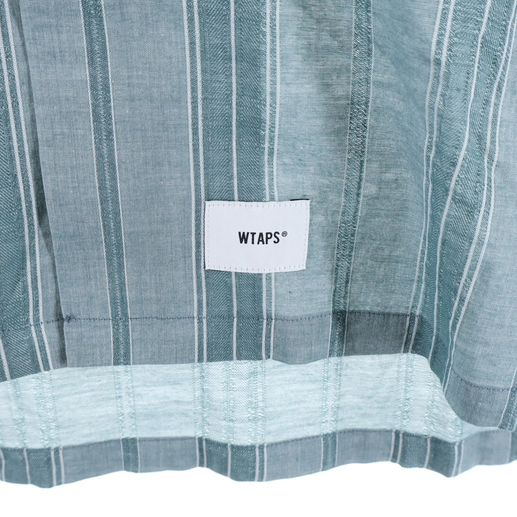 WTAPS(ダブルタップス) 25SS FRIO 02 SS / COTTON. DOBBY. TEXTILE 半袖ストライプシャツ グリーン 251CWDT-SHM07
