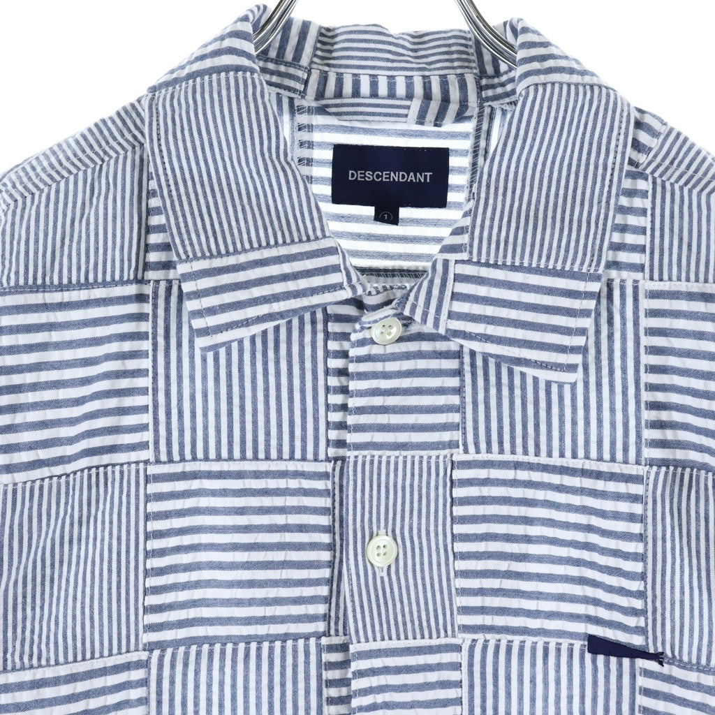 DESCENDANT(ディセンダント) 26SS MILPITAS PATCHWORK LS SHIRT パッチワーク 長袖シャツ ネイビー 261WVDS-SHM03