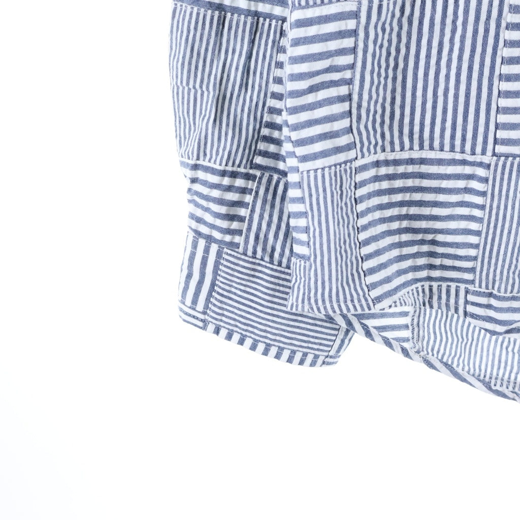 DESCENDANT(ディセンダント) 26SS MILPITAS PATCHWORK LS SHIRT パッチワーク 長袖シャツ ネイビー 261WVDS-SHM03
