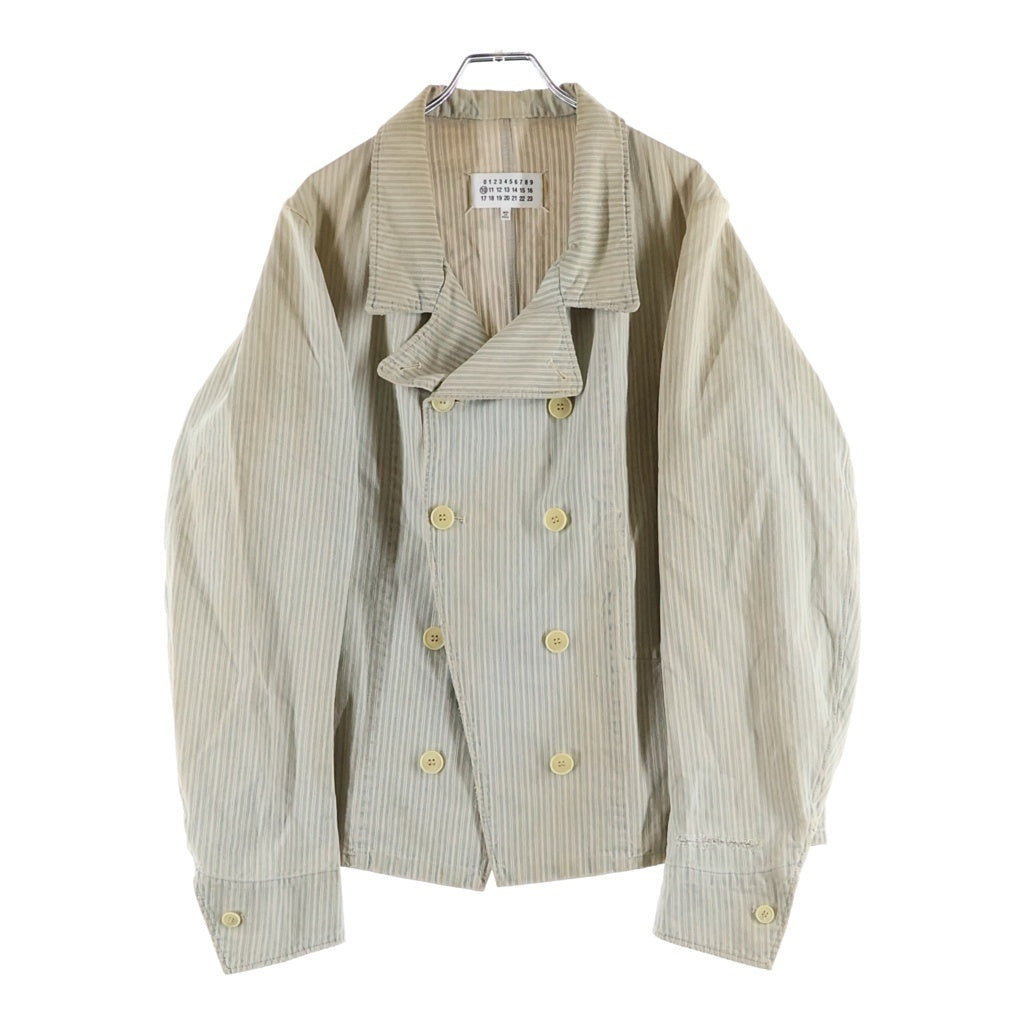 Maison Margiela(メゾンマルジェラ) 21SS Stripe Jacket ダメージ加工 ストライプ テーラードジャケット グレー S50BN0465