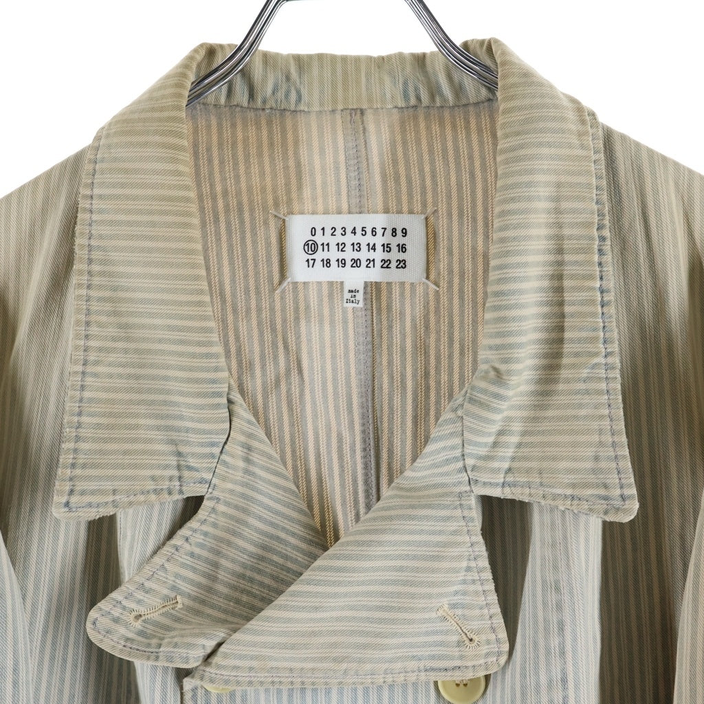 Maison Margiela(メゾンマルジェラ) 21SS Stripe Jacket ダメージ加工 ストライプ テーラードジャケット グレー S50BN0465