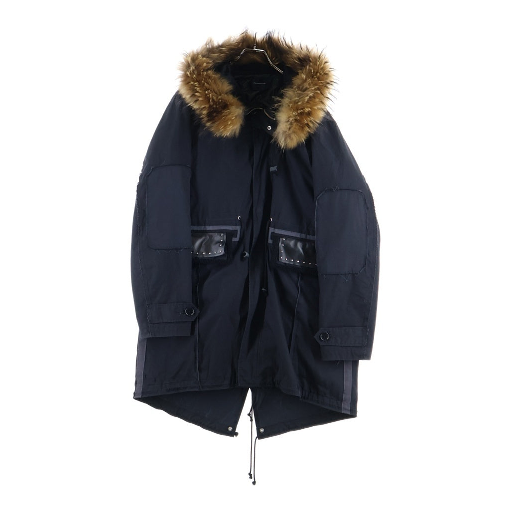 John UNDERCOVER(ジョン アンダーカバー) Mods Coat 裏地ライナー ファー付き モッズコート ブラック JUV4302