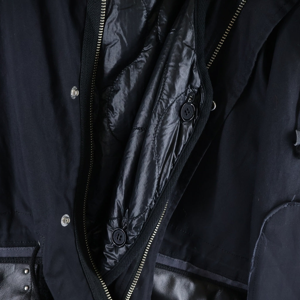 John UNDERCOVER(ジョン アンダーカバー) Mods Coat 裏地ライナー ファー付き モッズコート ブラック JUV4302