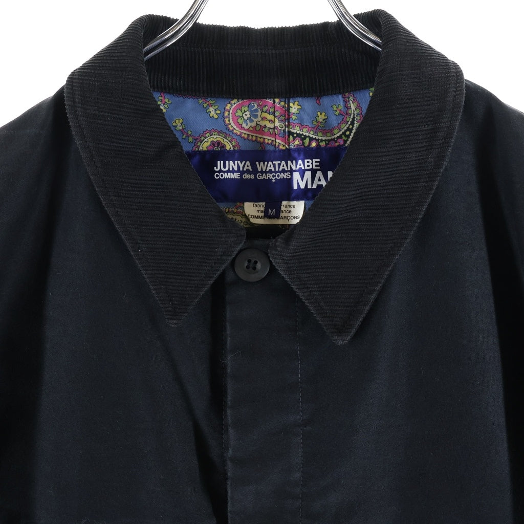 JUNYA WATANABE COMME des GARCONS(ジュンヤワタナベ コムデギャルソン) 12AW HERVIER PRODUCTIONS Coat エルヴィエ プロダクションズ コーデュロイ切替 ステンカラーコート ブラック WJ-C401