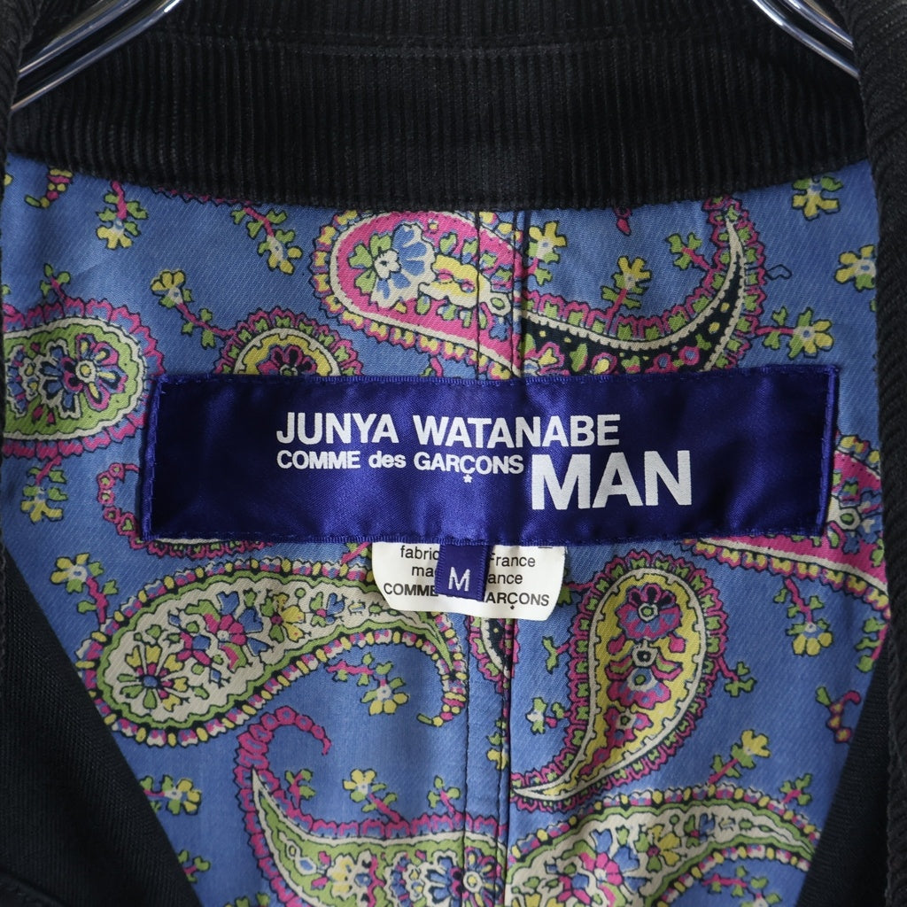 JUNYA WATANABE COMME des GARCONS(ジュンヤワタナベ コムデギャルソン) 12AW HERVIER PRODUCTIONS Coat エルヴィエ プロダクションズ コーデュロイ切替 ステンカラーコート ブラック WJ-C401