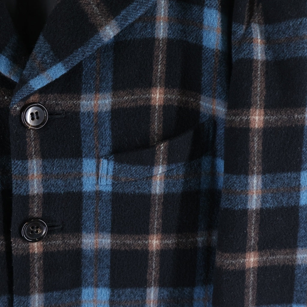 COMME des GARCONS HOMME PLUS(コムデギャルソンオムプリュス) 00AW 4B Wool Jacket ウールチェック ドッキングロックジャケット ブルー PJ-04015S