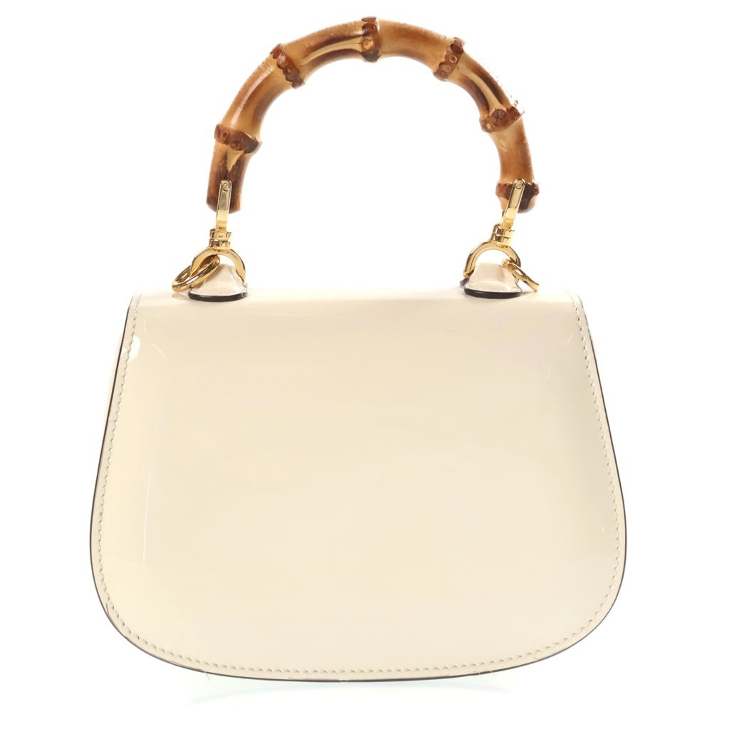 GUCCI(グッチ) 1947 Bamboo Shuolder Bag バンブー パテントレザー チェーンショルダーバッグ ハンドバッグ ベージュ レディース