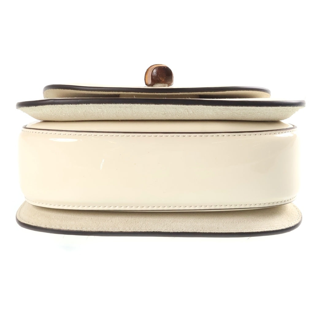 GUCCI(グッチ) 1947 Bamboo Shuolder Bag バンブー パテントレザー チェーンショルダーバッグ ハンドバッグ ベージュ レディース