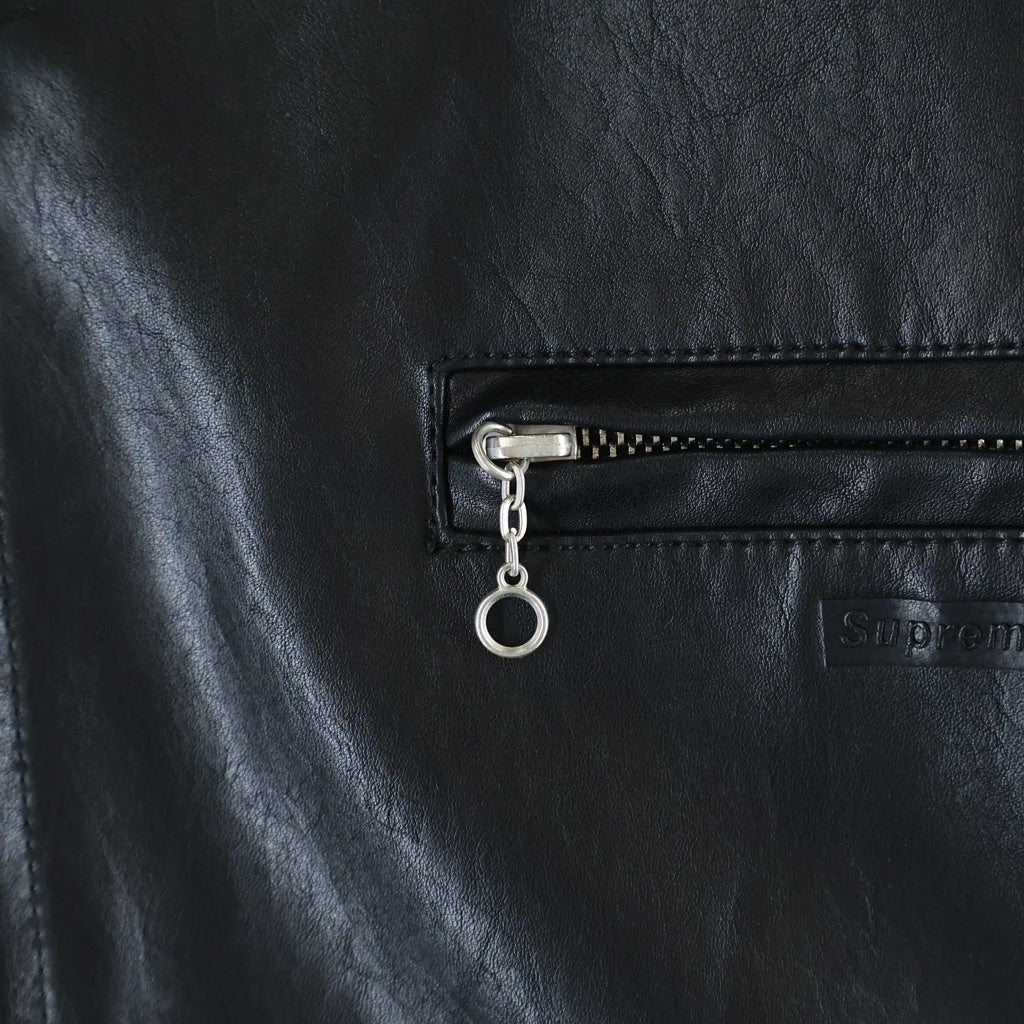 SUPREME(シュプリーム) 25AW ×Y's by Yohji Yamamoto Leather Jacket ワイズ ヨウジヤマモト プリントデザイン ジップアップ レザー ジャケット ブラック