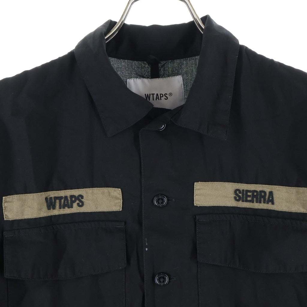WTAPS(ダブルタップス) 20SS ロゴエンブロイダリー ダブルポケット レギュラーカラー 半袖シャツ ブラック 201BRDT-SHM05