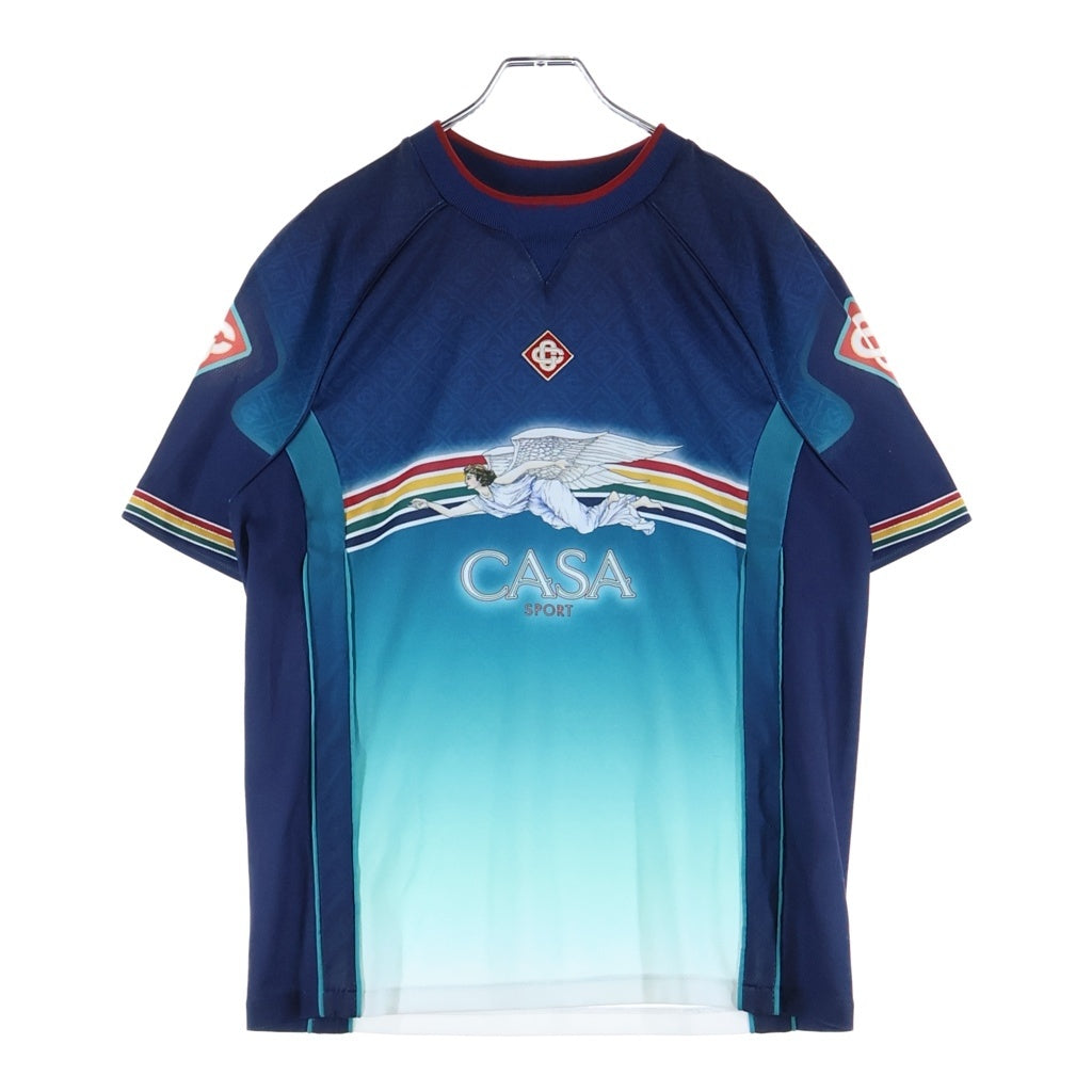 CASABLANCA(カサブランカ) LA DEESSE DU STADE ラ デエス デュ スタド 半袖Tシャツ カットソー ブルー MF24-JTP-291-01